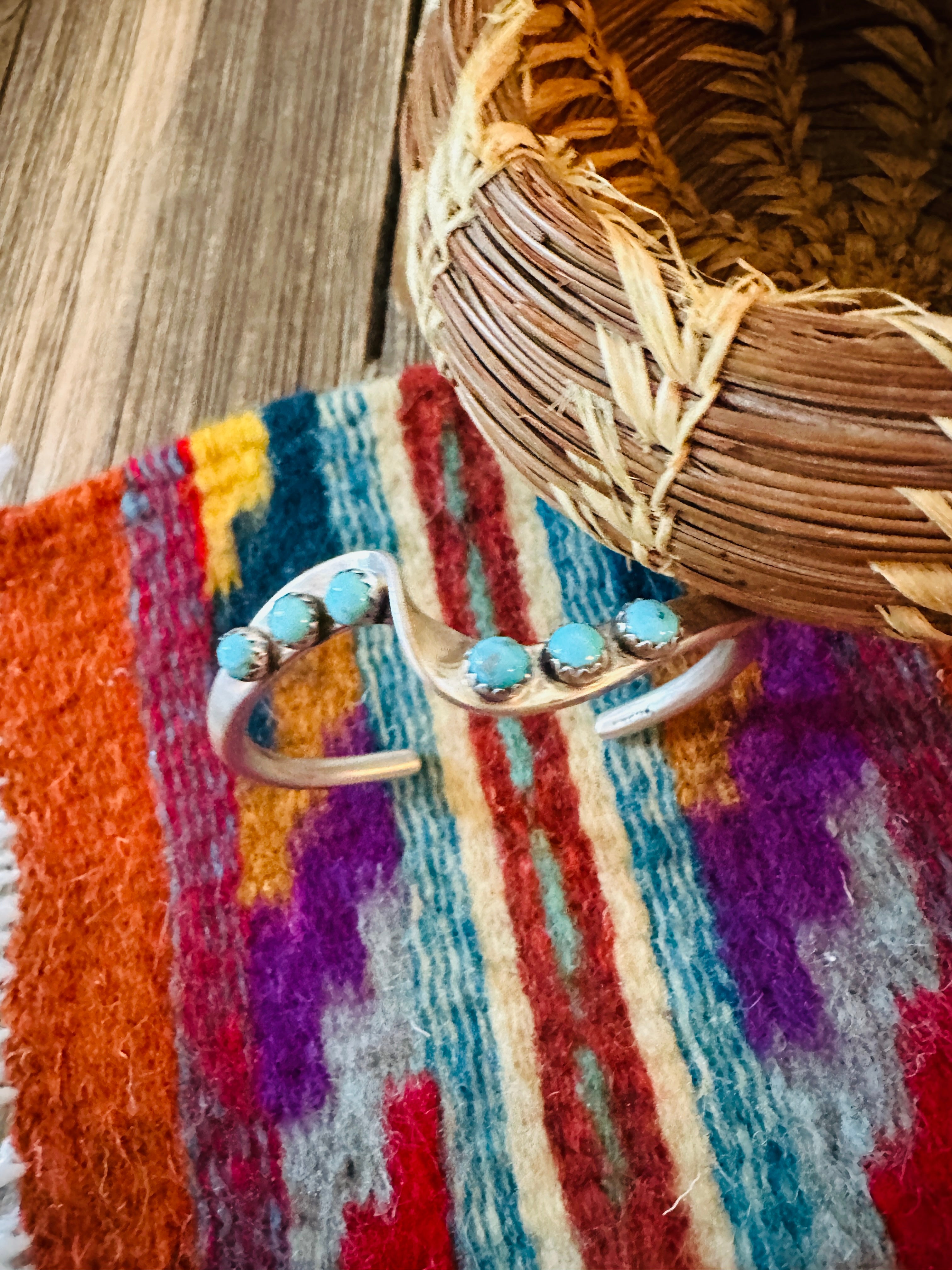 Handcrafted Twisted Sterling Silver & Turquoise Cuff Bracelet