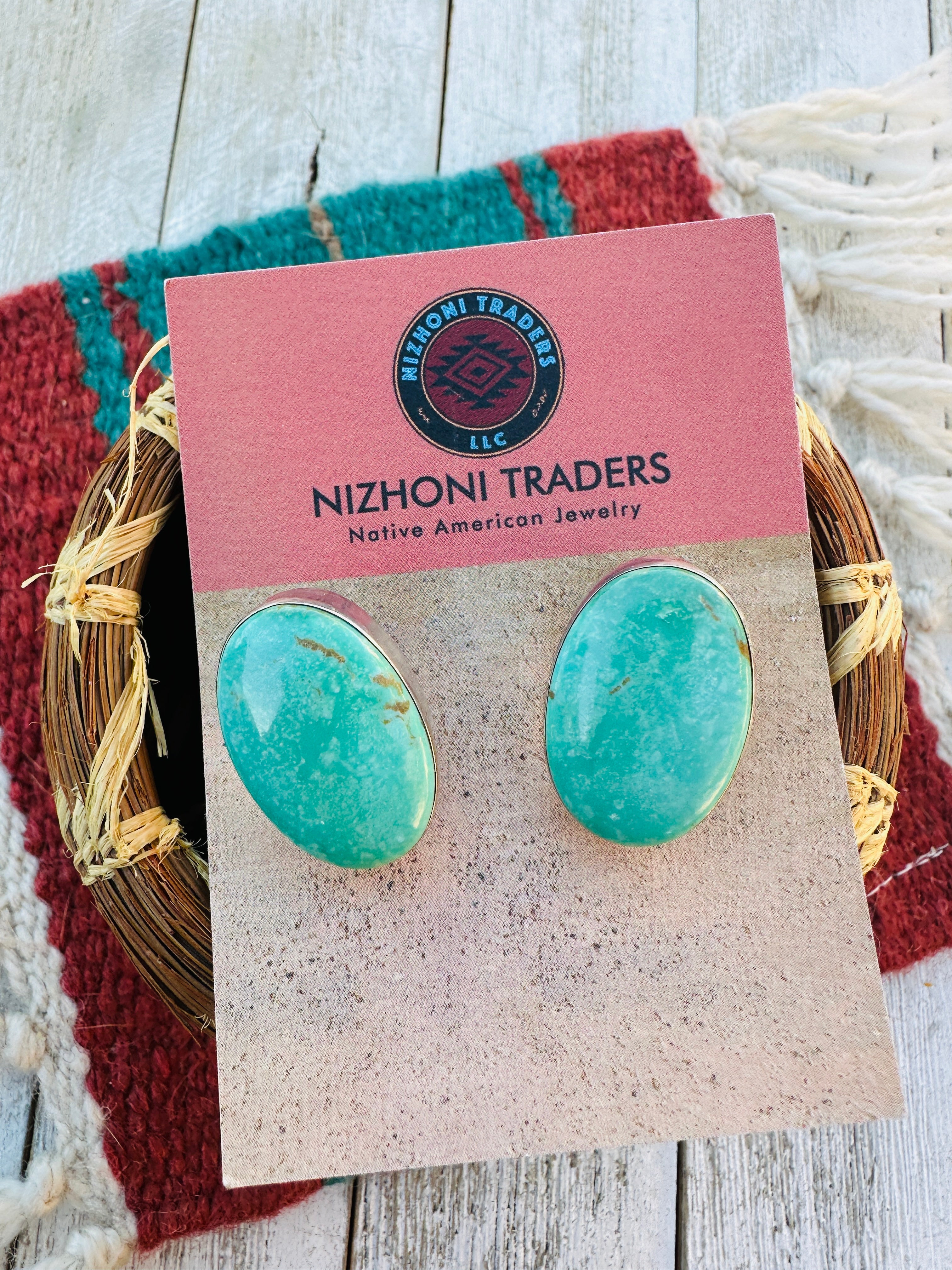 Handcrafted Kingman Turquoise & Sterling Silver Clip On Earrings