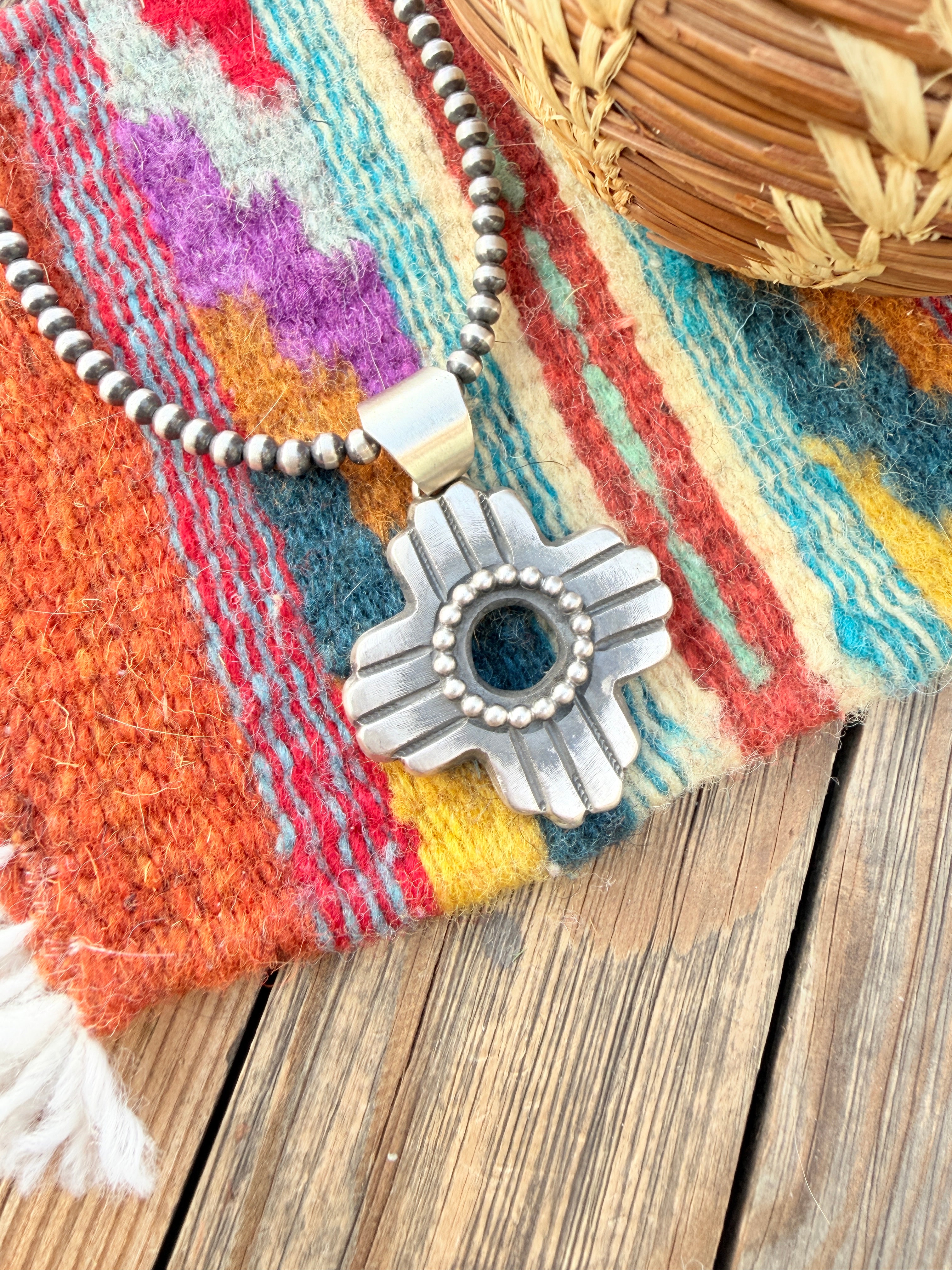 Handcrafted Sterling Silver Zia Cross Pendant by Chimney Butte