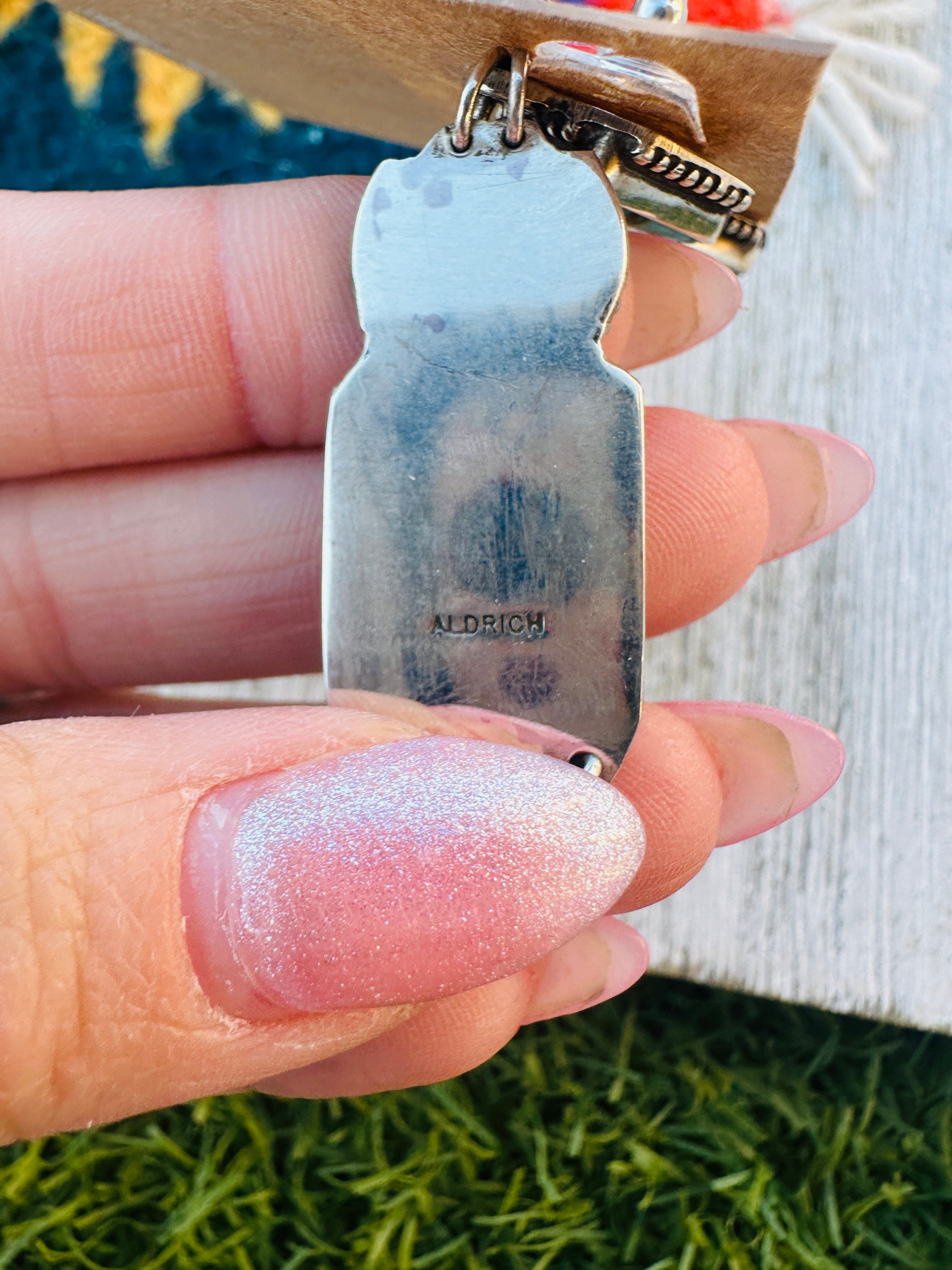 Aldrich Art Jewelry Kingman Web Turquoise & Sterling Silver Inlay Dangle Earrings