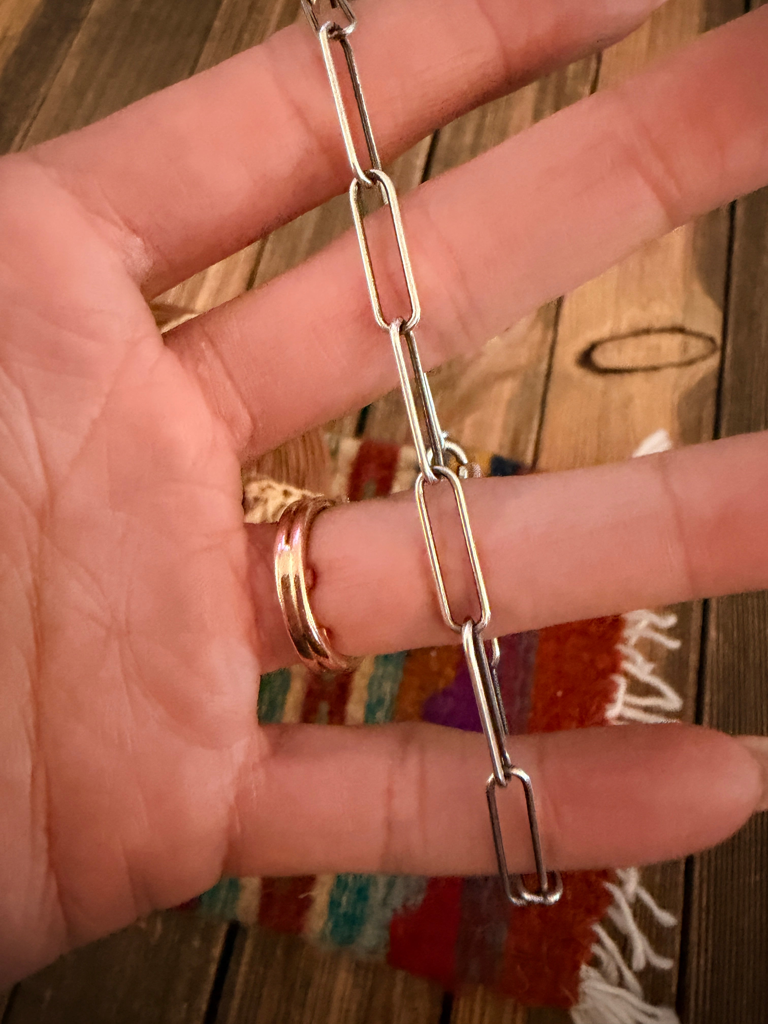 Handmade Sterling Silver Paperclip Anklet