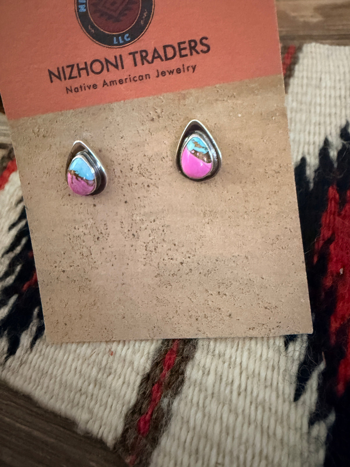 Handcrafted Cotton Candy & Sterling Silver Stud Earrings