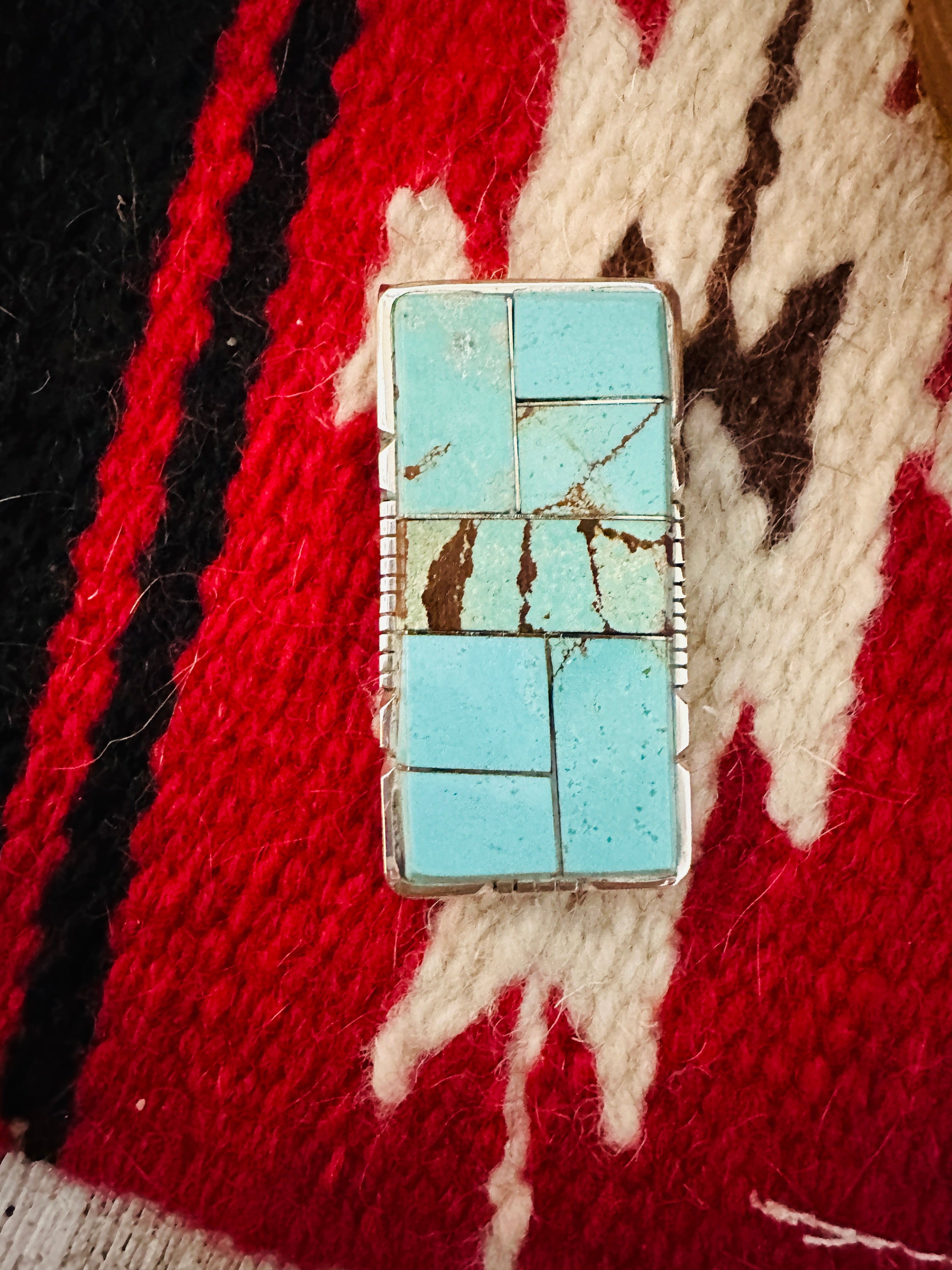 Navajo Turquoise & Sterling Silver Inlay Money Clip