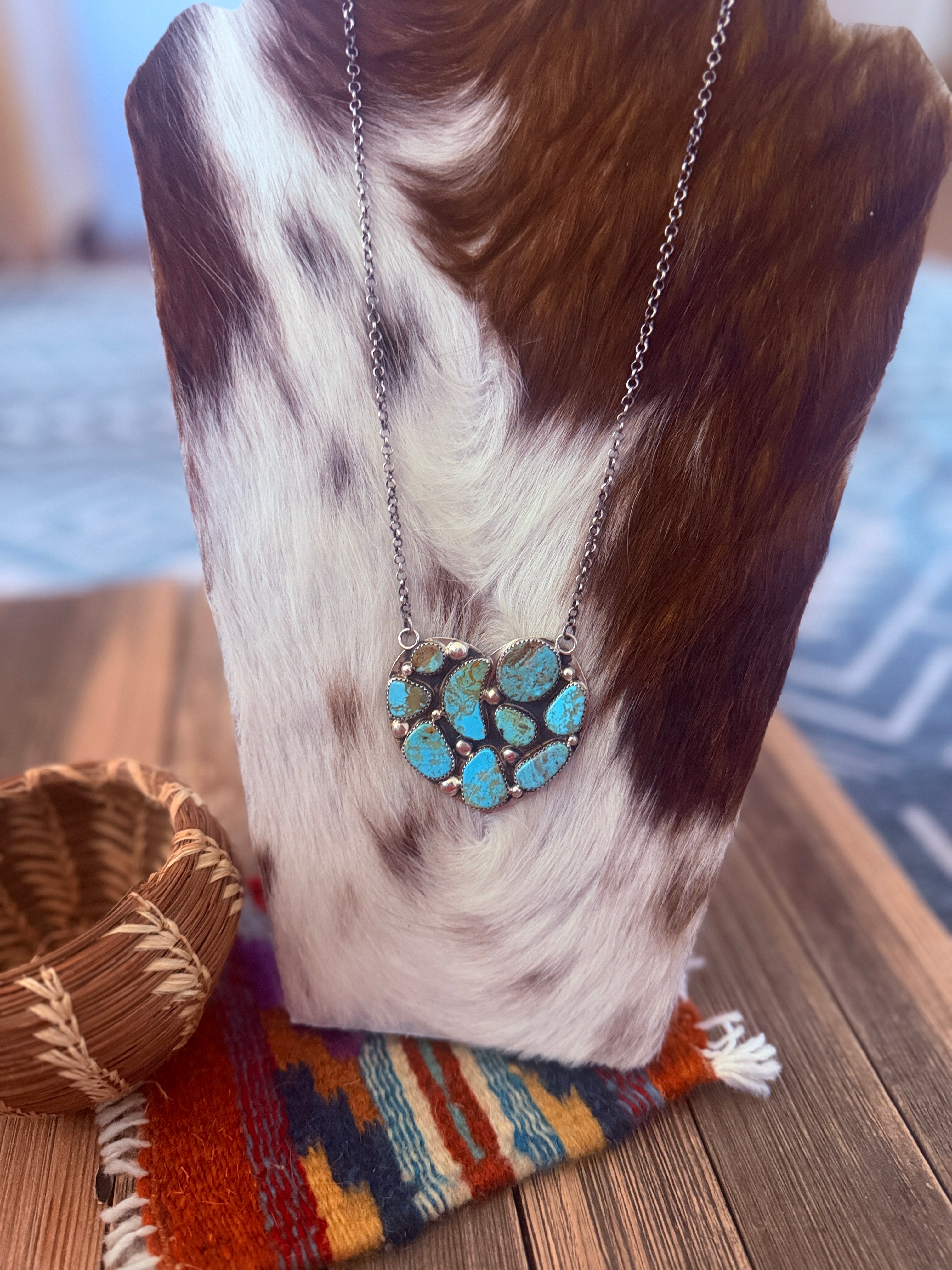 Handcrafted Turquoise & Sterling Silver Heart Necklace by Jacqueline Silver