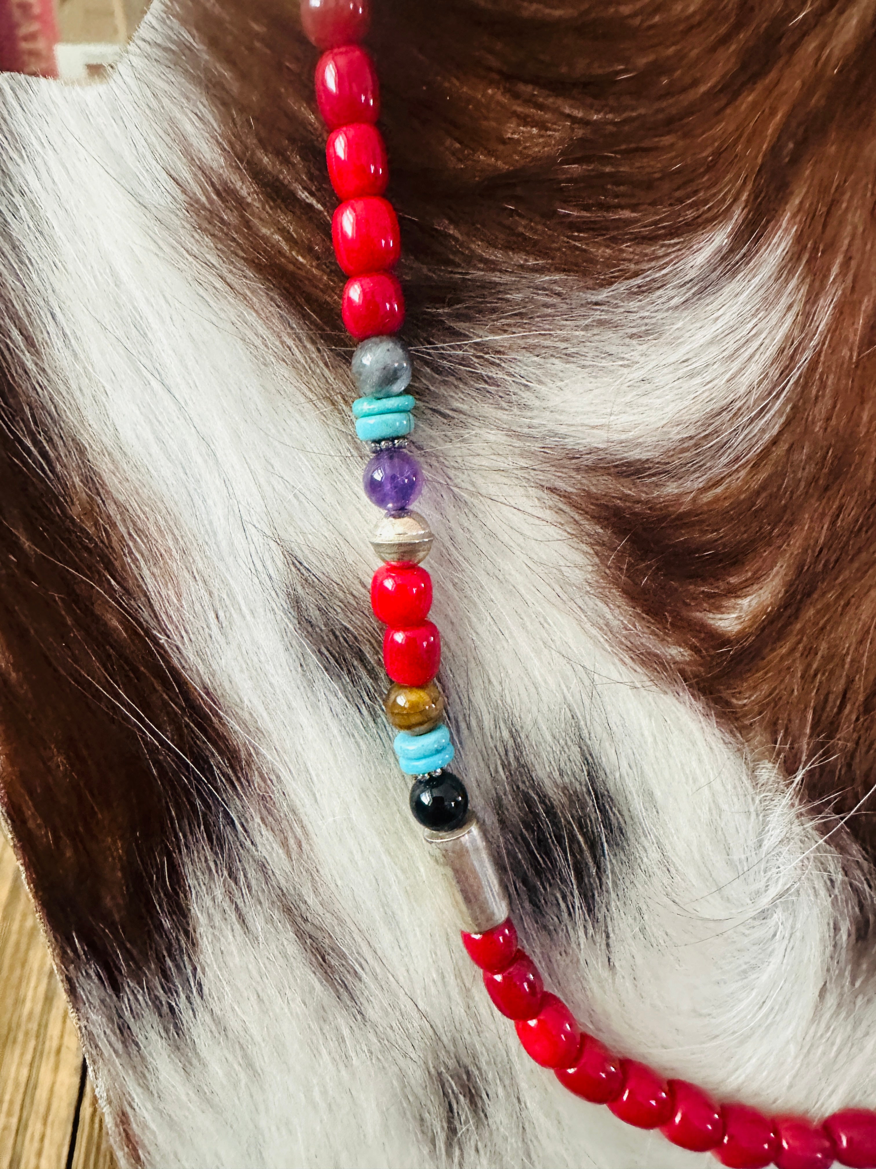 Handcrafted Multi Stone & Sterling Silver Beaded 18” Necklace by T & R Singer