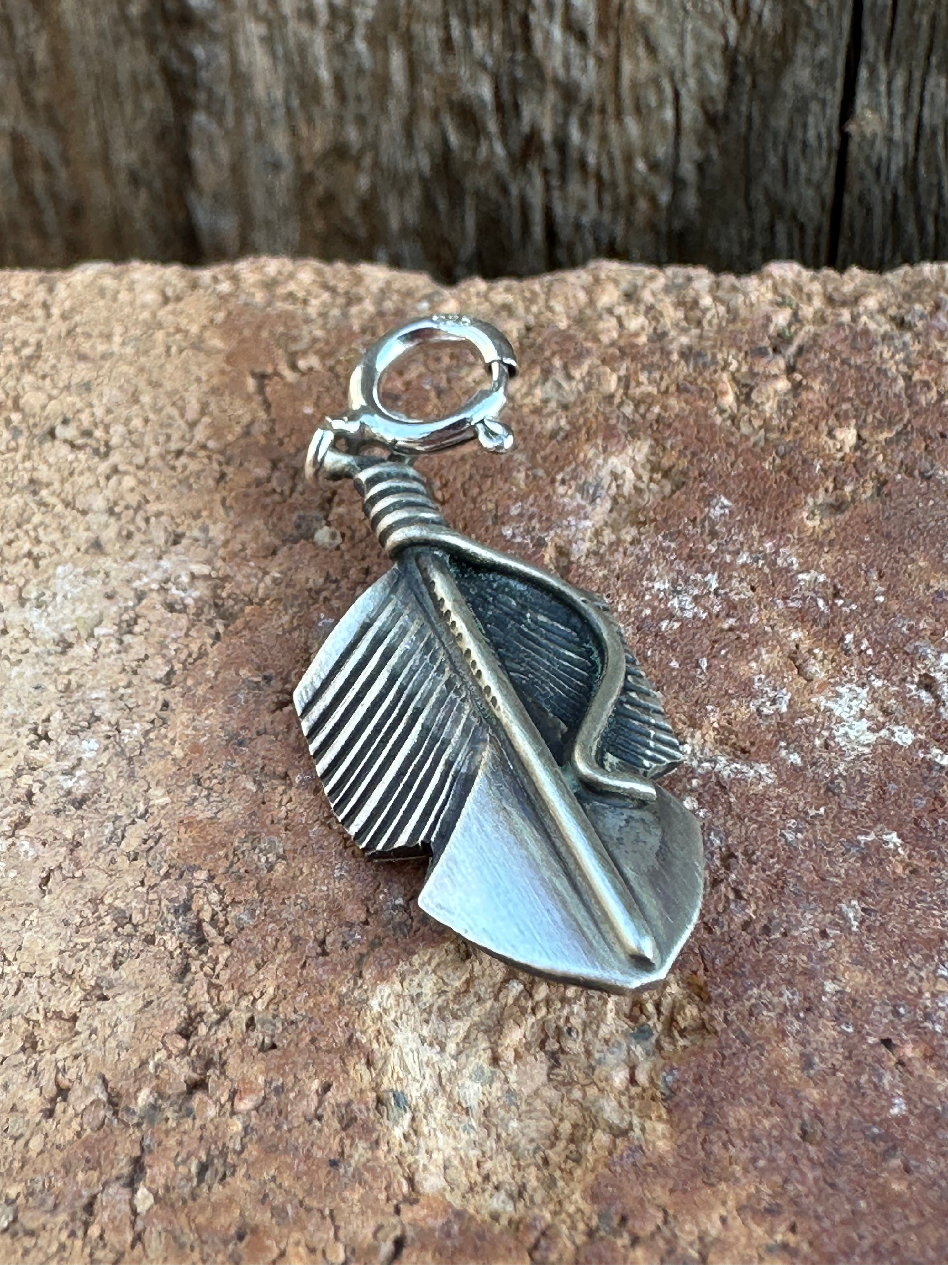 Navajo Crafted Sterling Silver Feather Charm