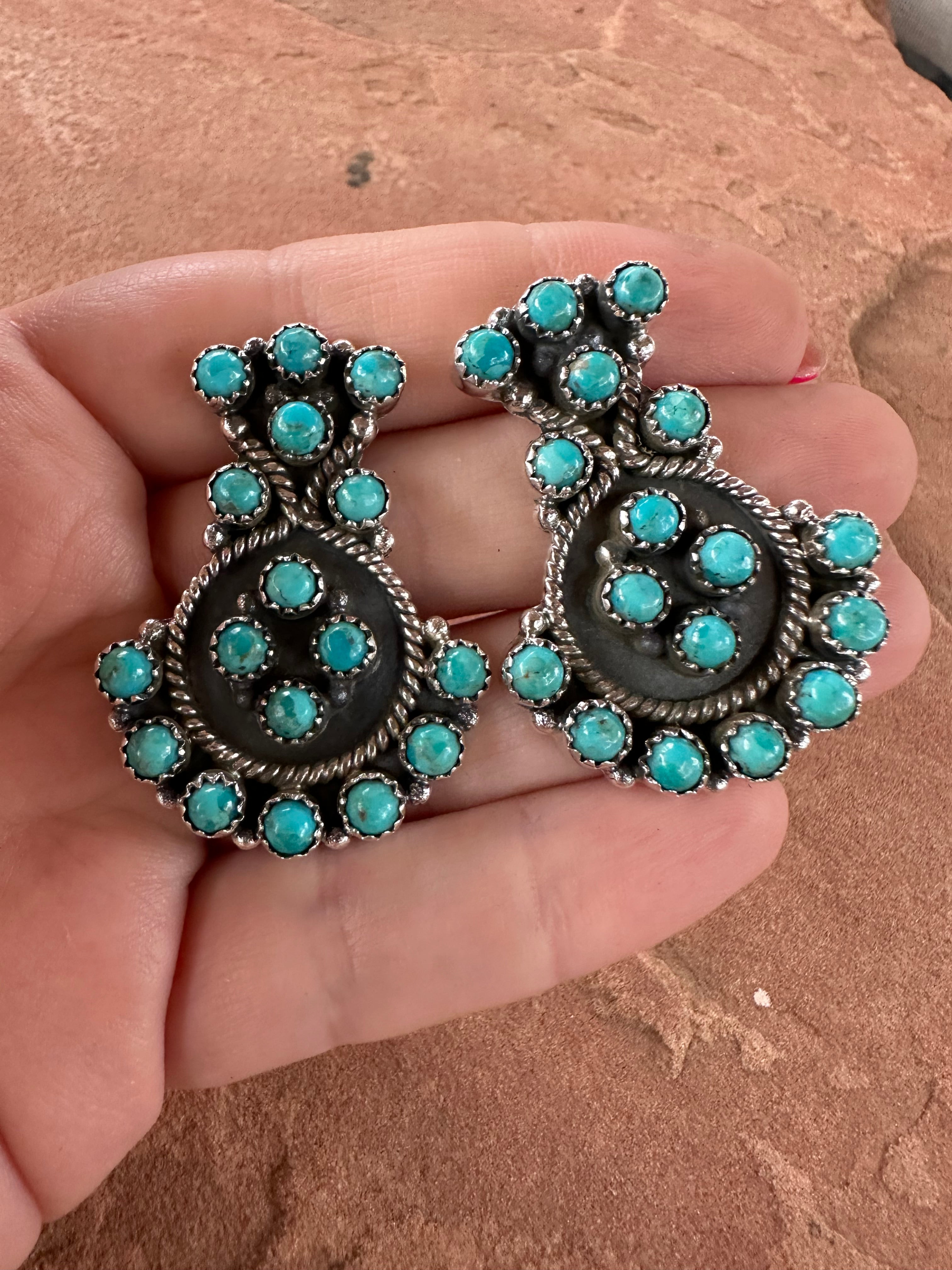 Handmade Turquoise and Sterling Silver Post Earrings