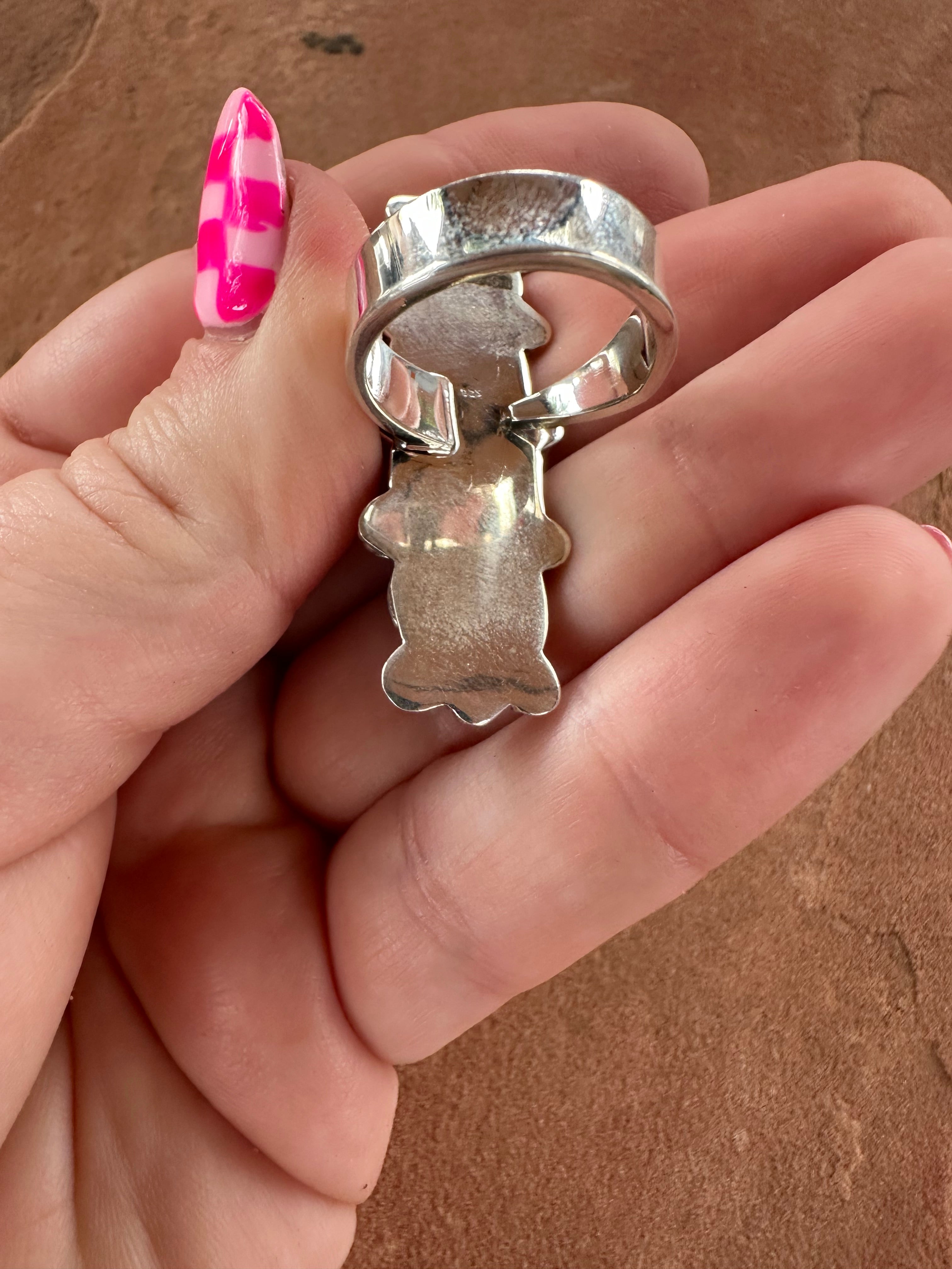 Handmade White Buffalo & Sterling Silver Adjustable 4 Stone Ring