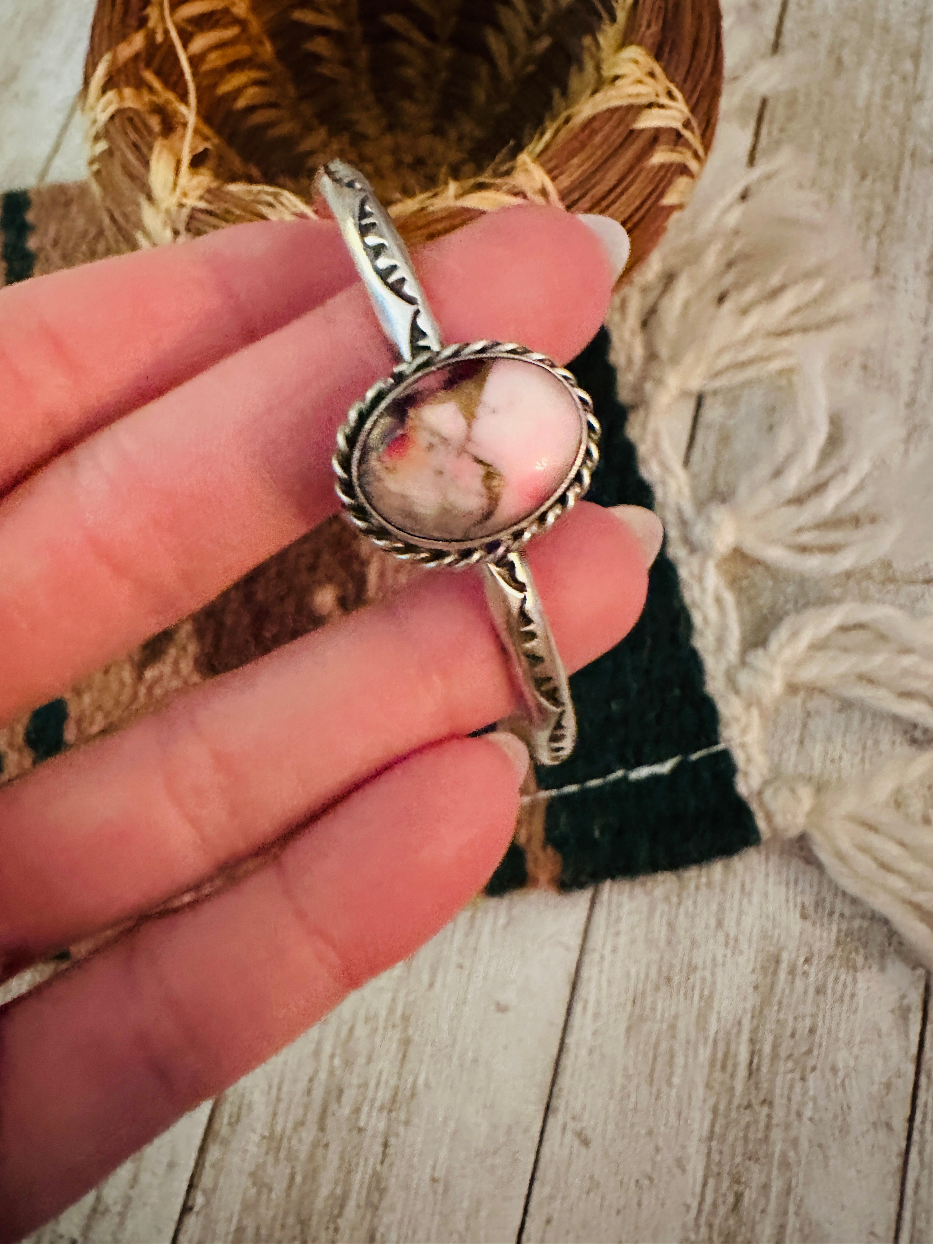 Handcrafted Sterling Silver & Rose Dahlia Cuff Bracelet