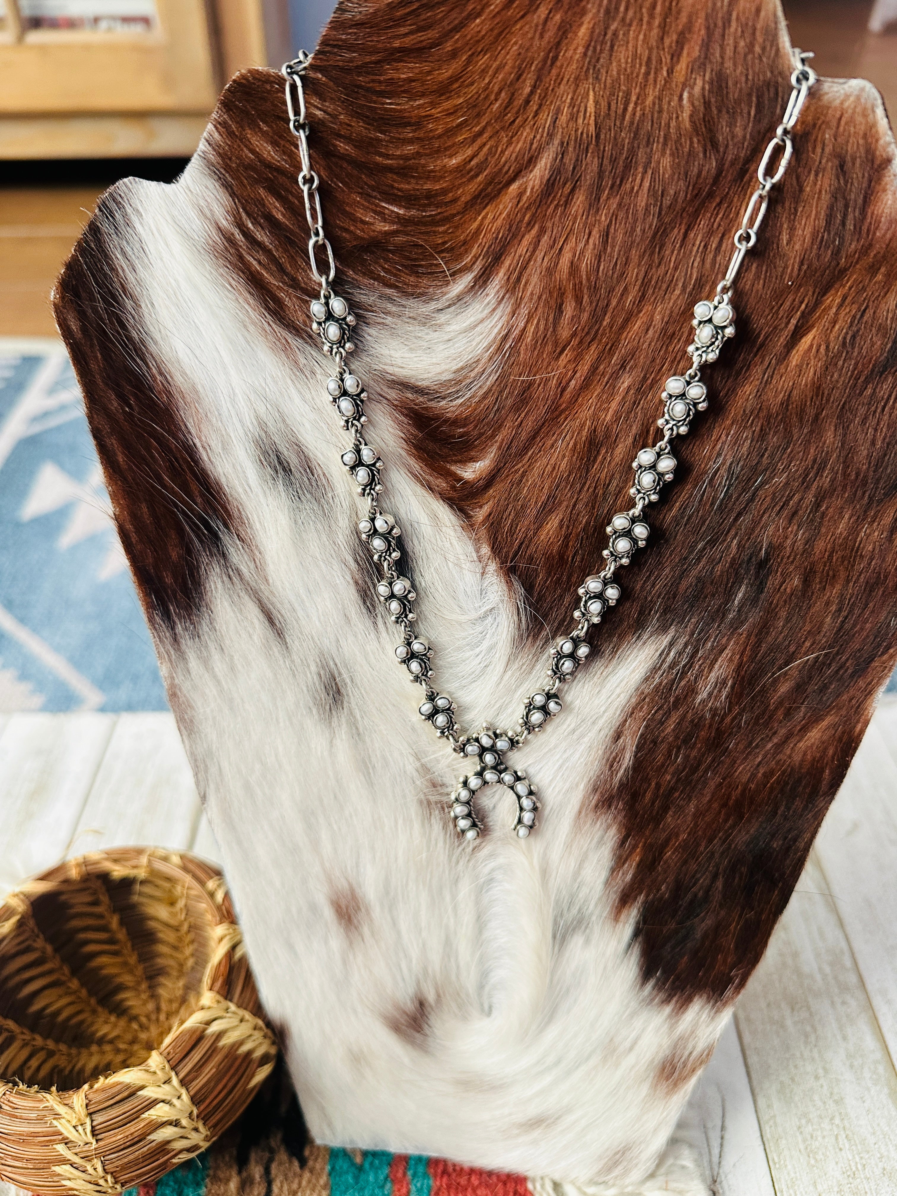 Handcrafted Sterling Silver & Pearl Naja Necklace by Federico Jimenez