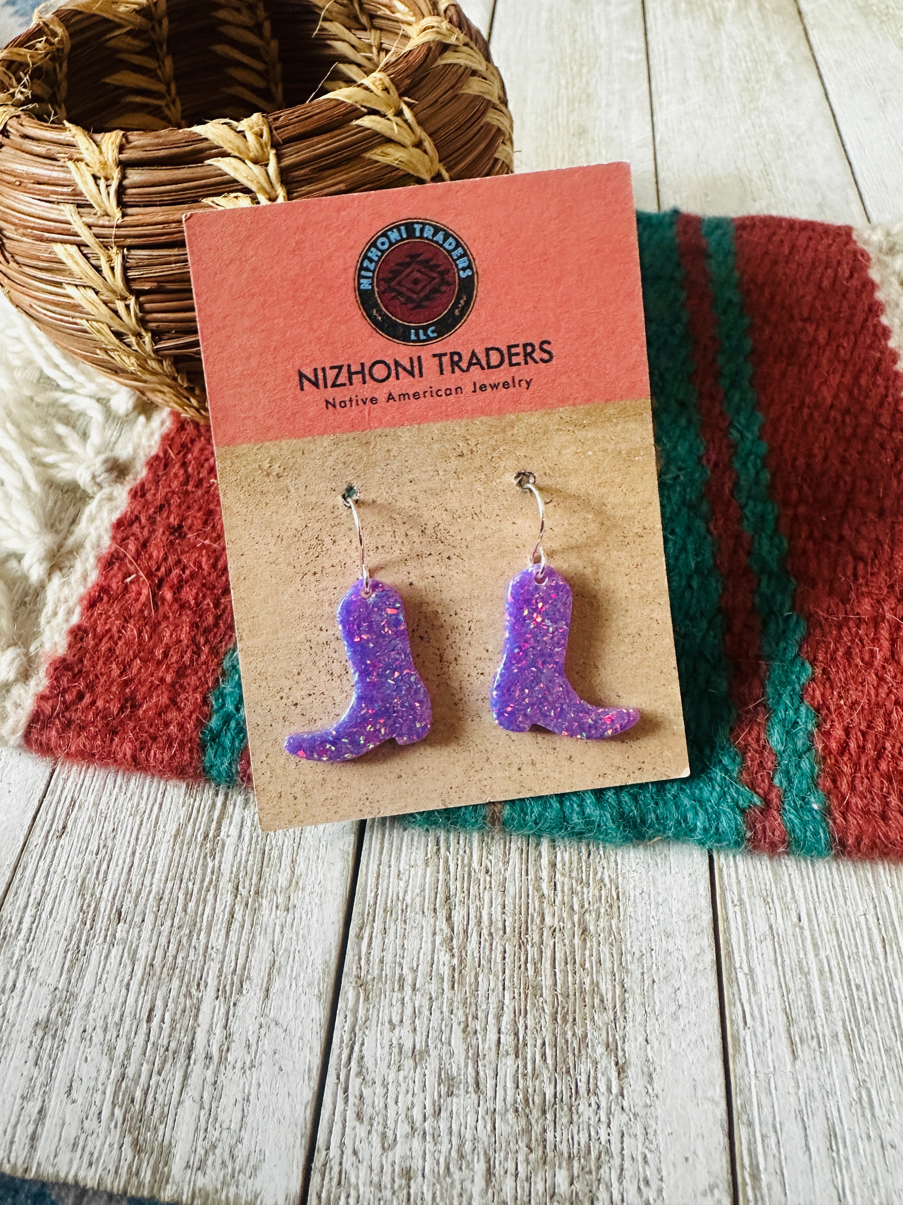 Handcrafted Sterling Silver & Opal Cowboy Boot Dangle Earrings