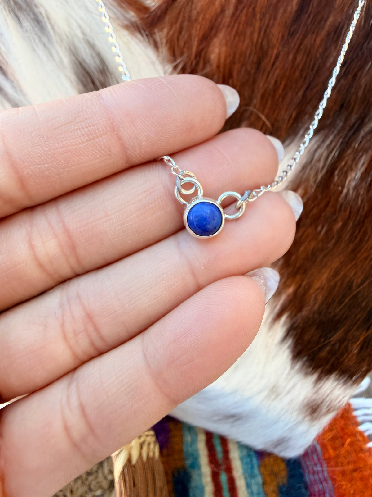 Handcrafted Sterling Silver & Lapis Dot Necklace