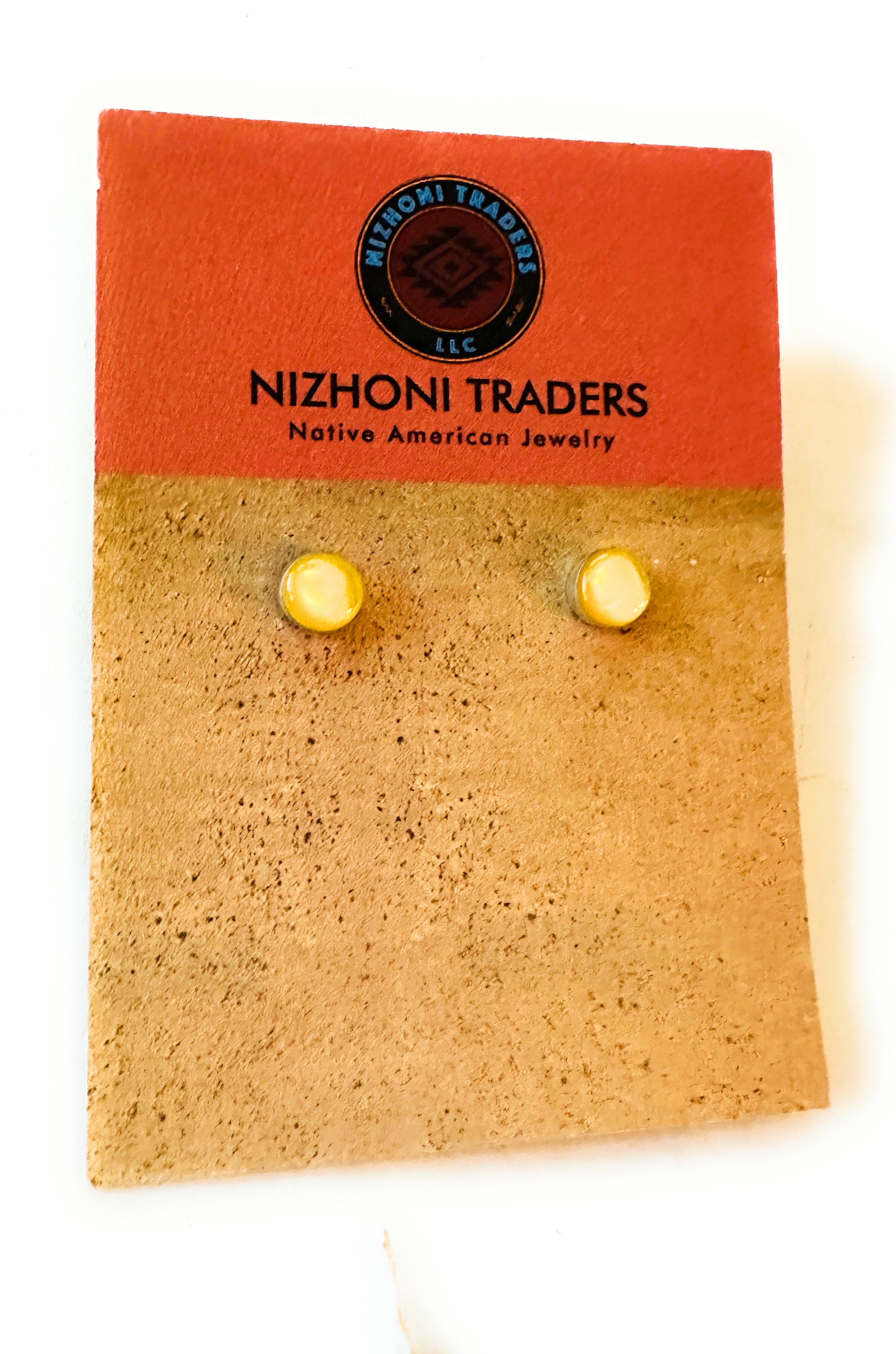 Navajo Yellow Mother of Pearl and Sterling Silver Stud Earrings