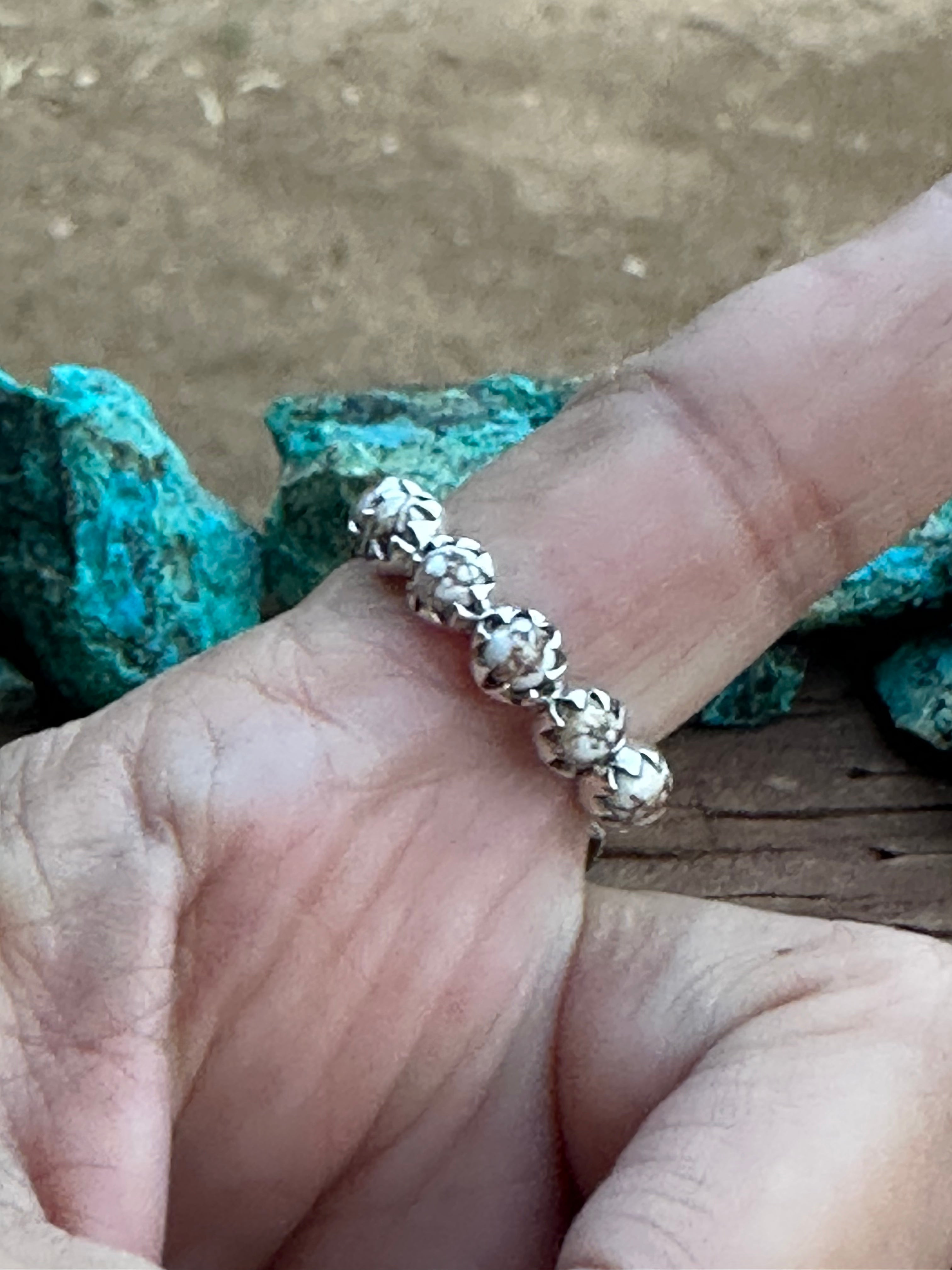 Natural Wild Horse & Sterling Silver Mini Eternity Band