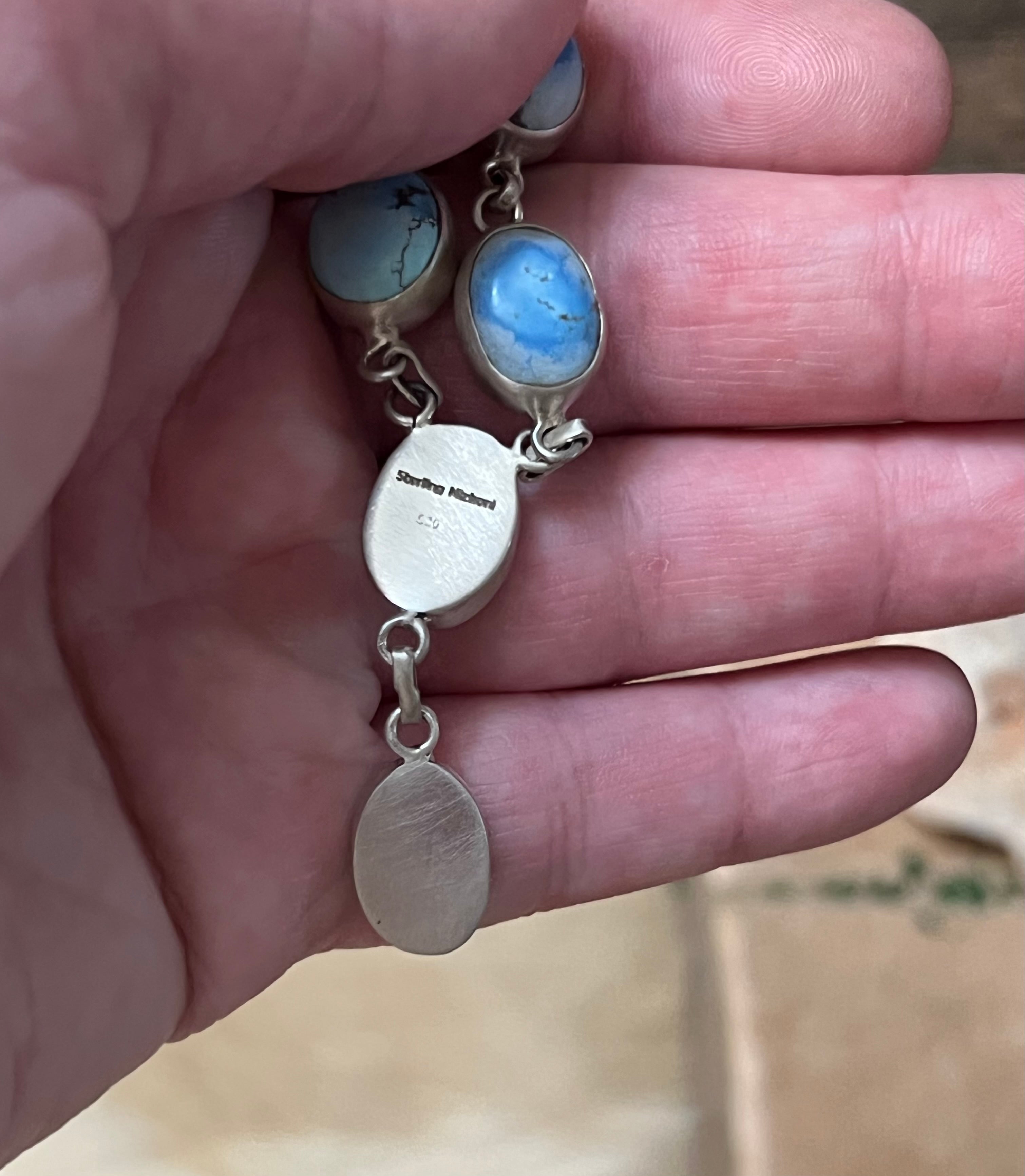 Handmade Golden Hills Turquoise & Sterling Silver Drop Necklace