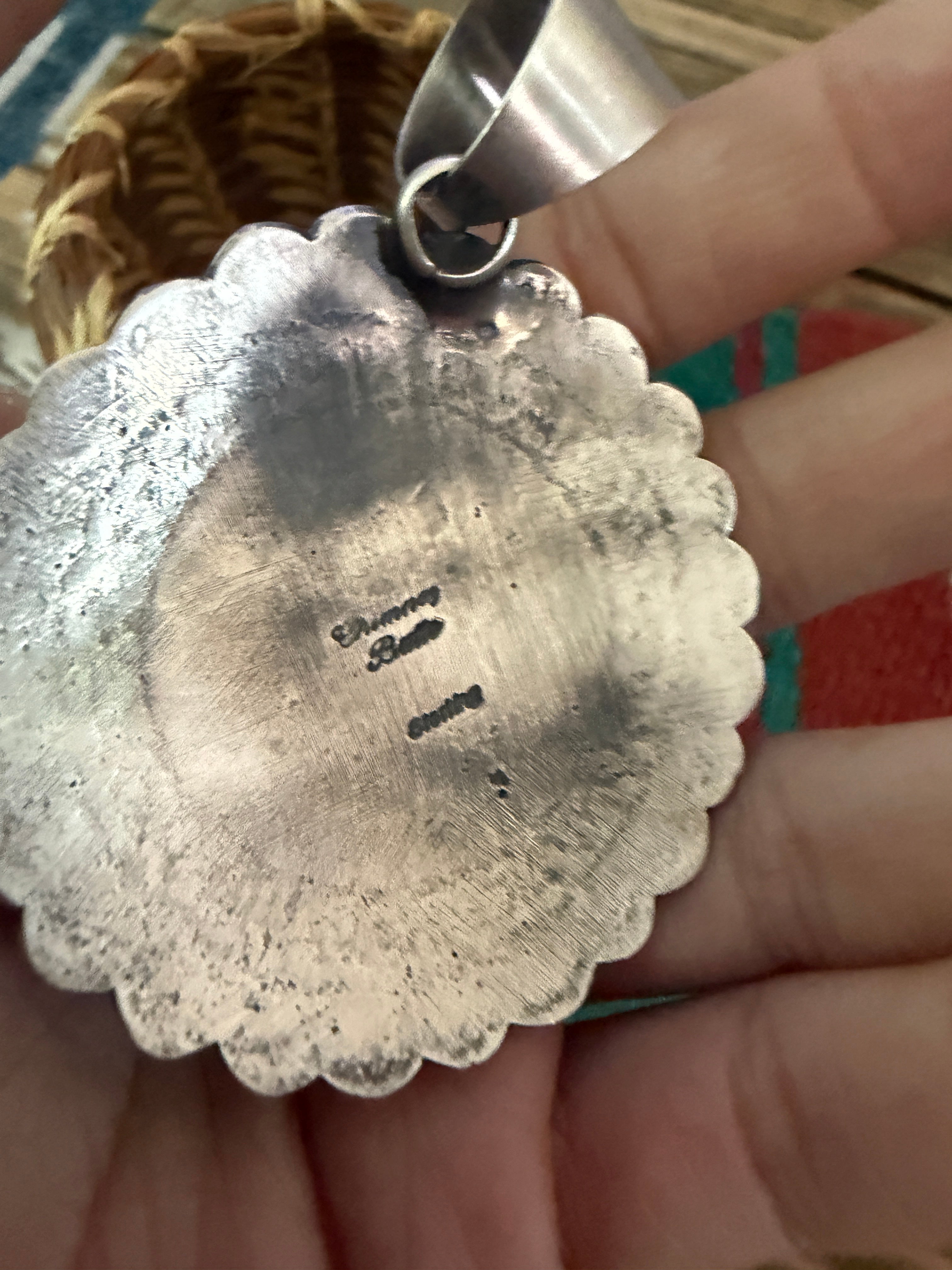 Handcrafted Sterling Silver & Golden Hills Turquoise Concho Pendant by Chimney Butte