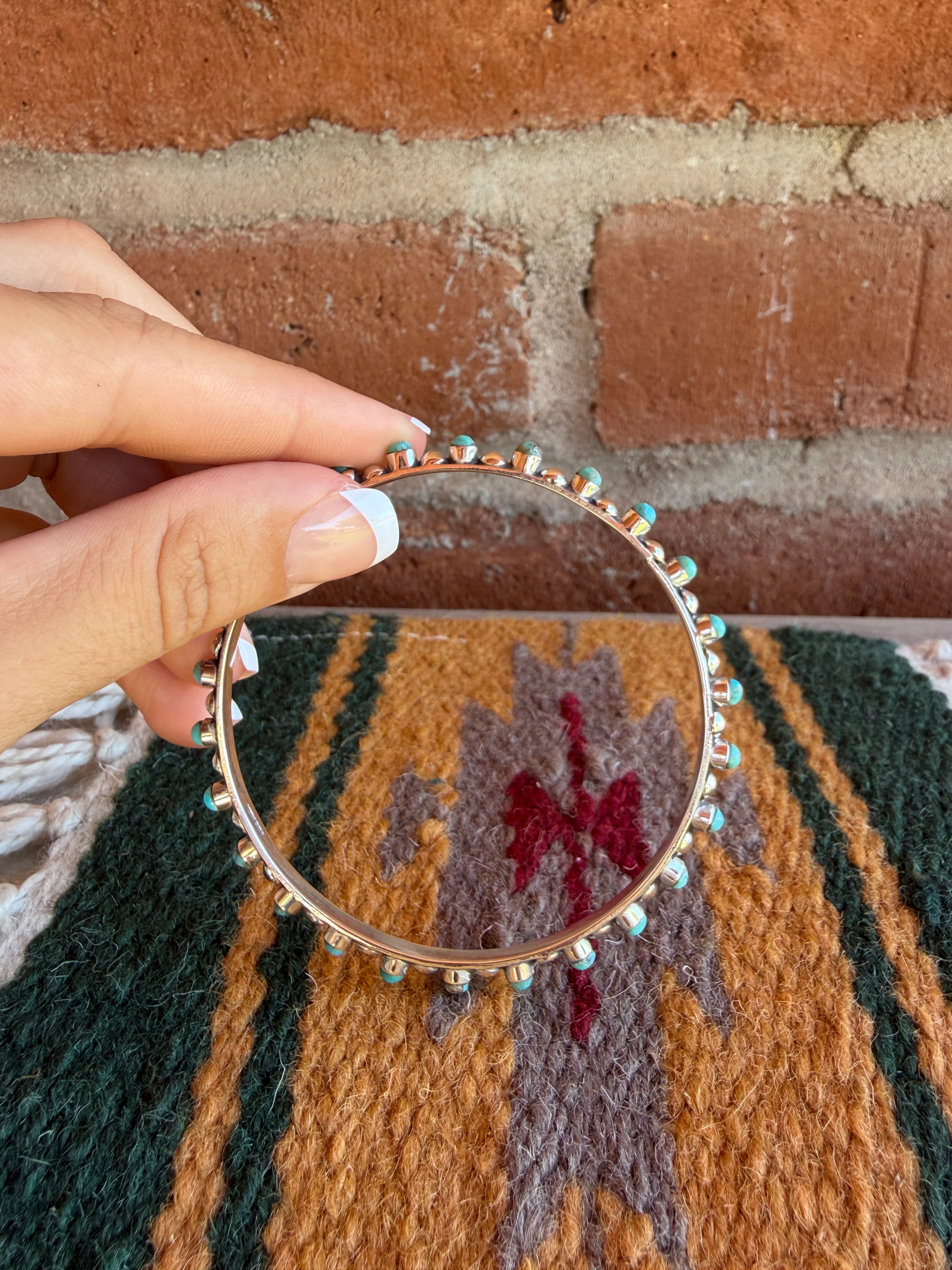 Handmade Turquoise & Sterling Silver Bangle Bracelet