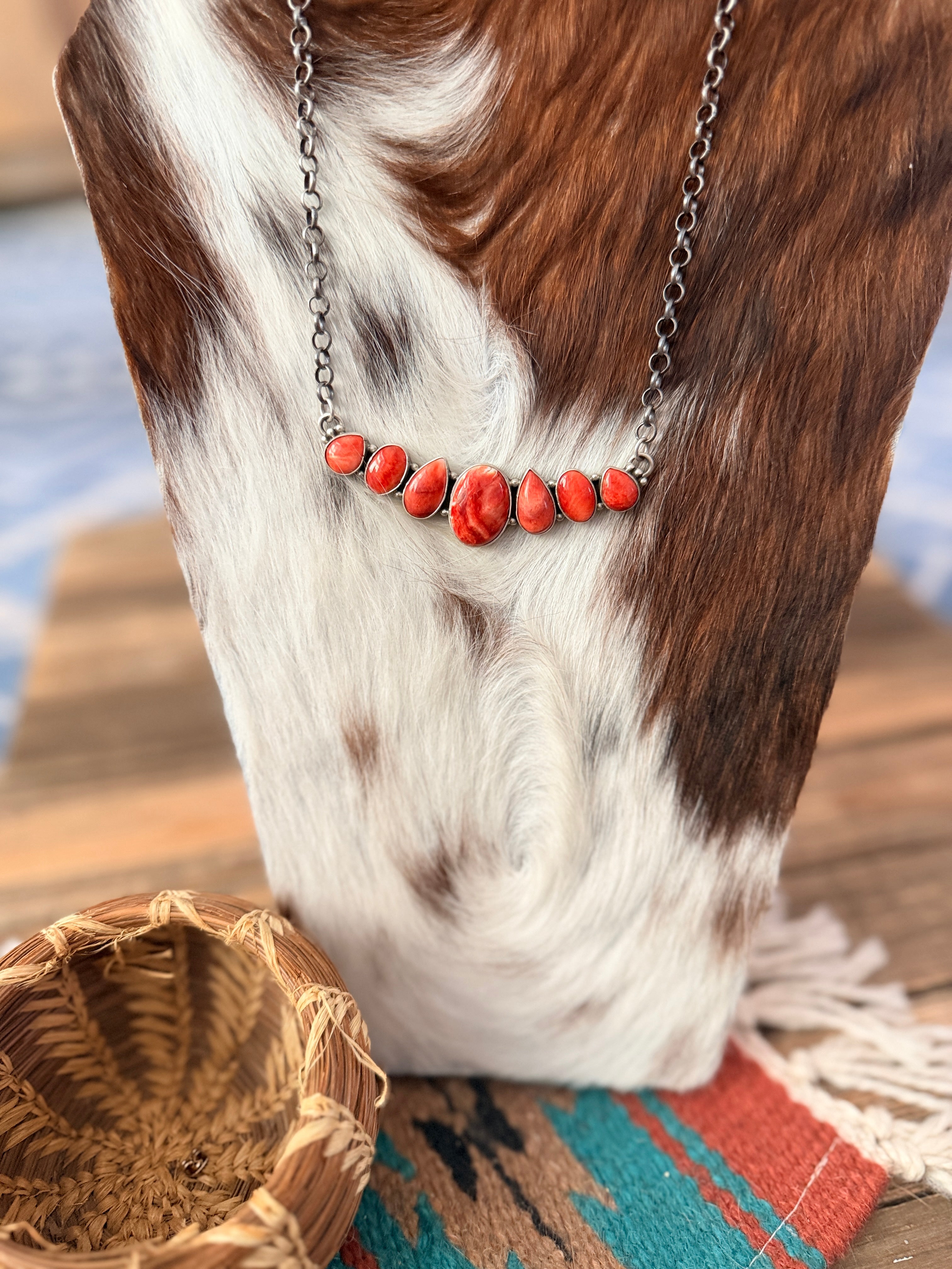 Handcrafted Spiny Oyster & Sterling Silver Necklace by Elouise Richards