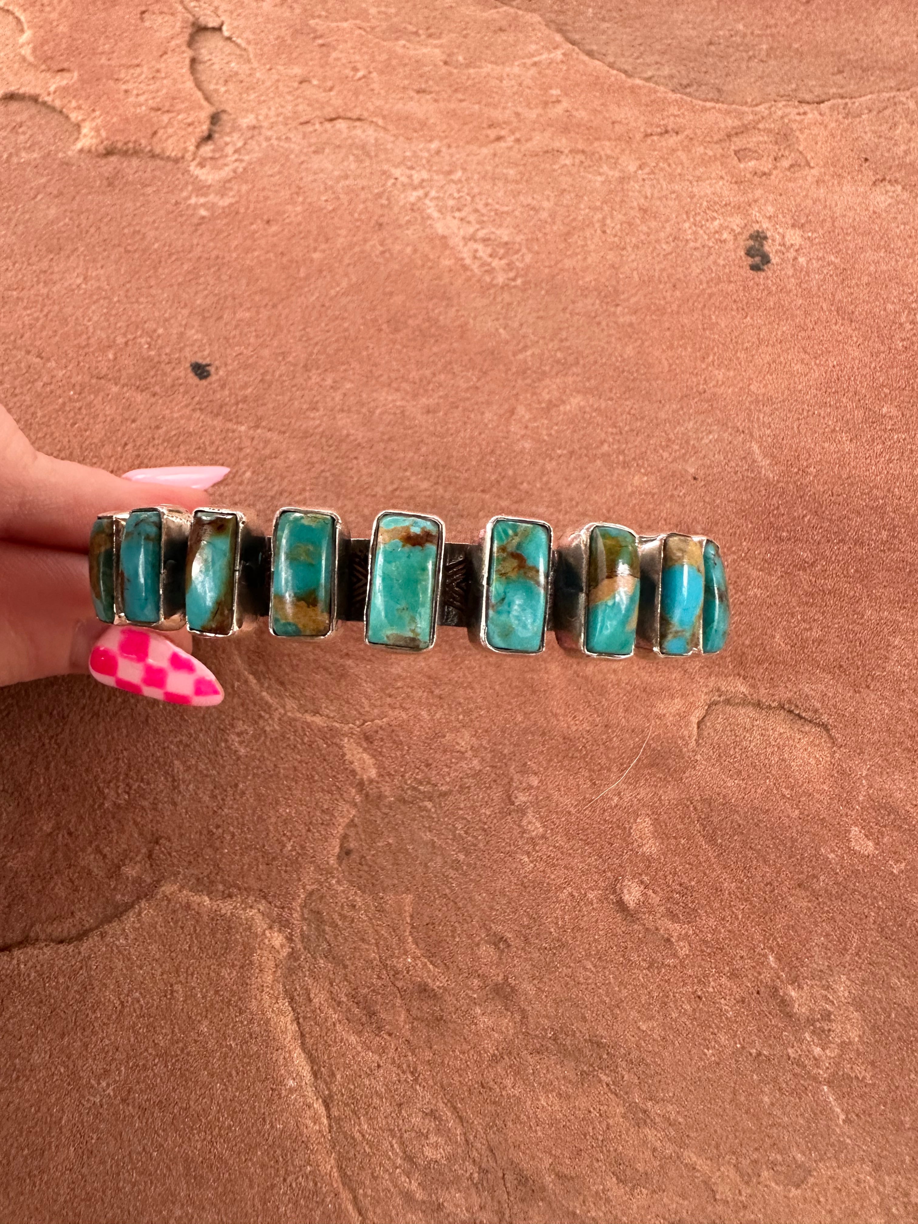 Handmade Sterling Silver & Turquoise Adjustable Cuff Bracelet