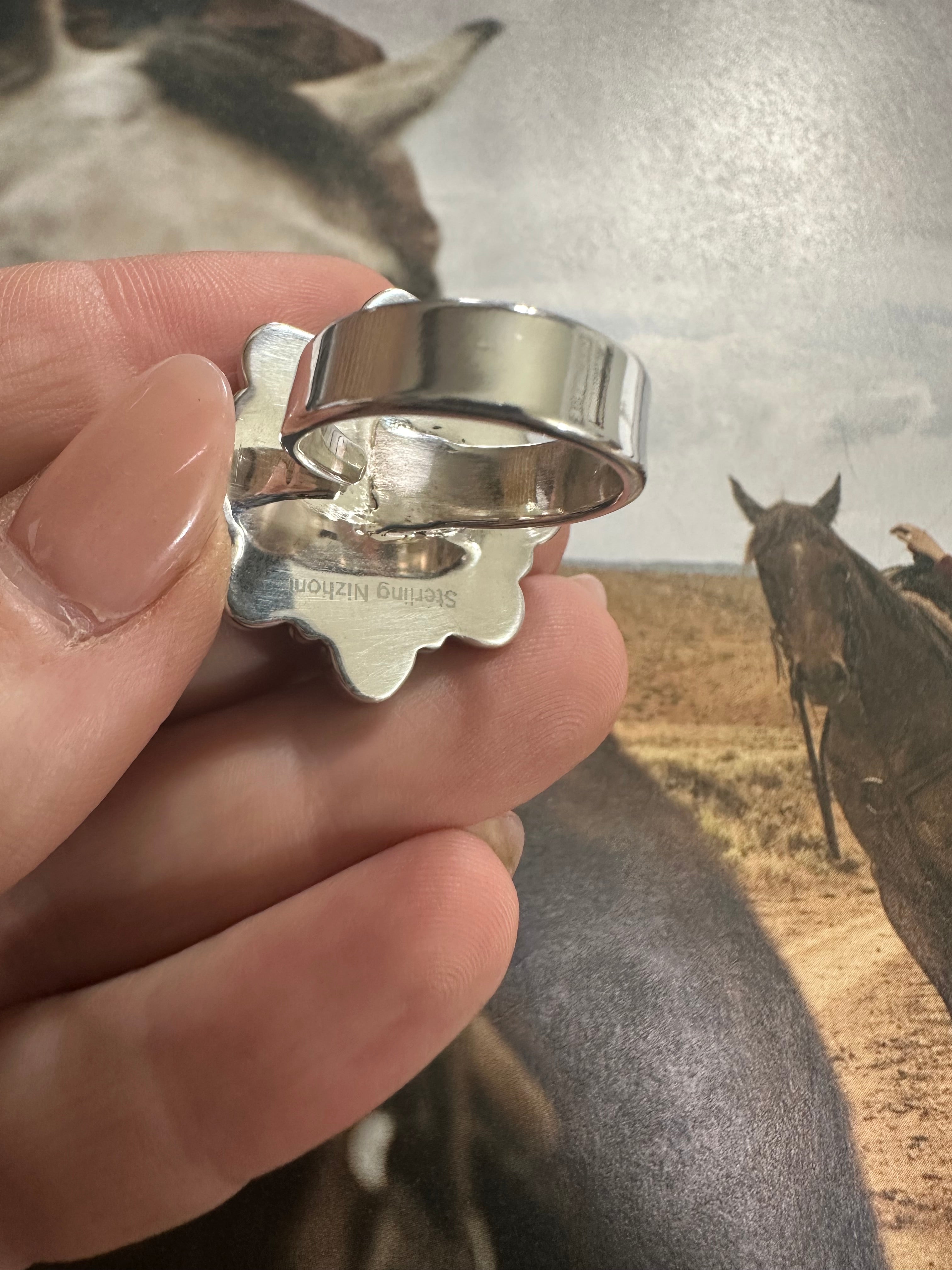 Handmade Purple Dream Mojave, Rhodonite, Orange Mojave And Sterling Silver Adjustable Ring