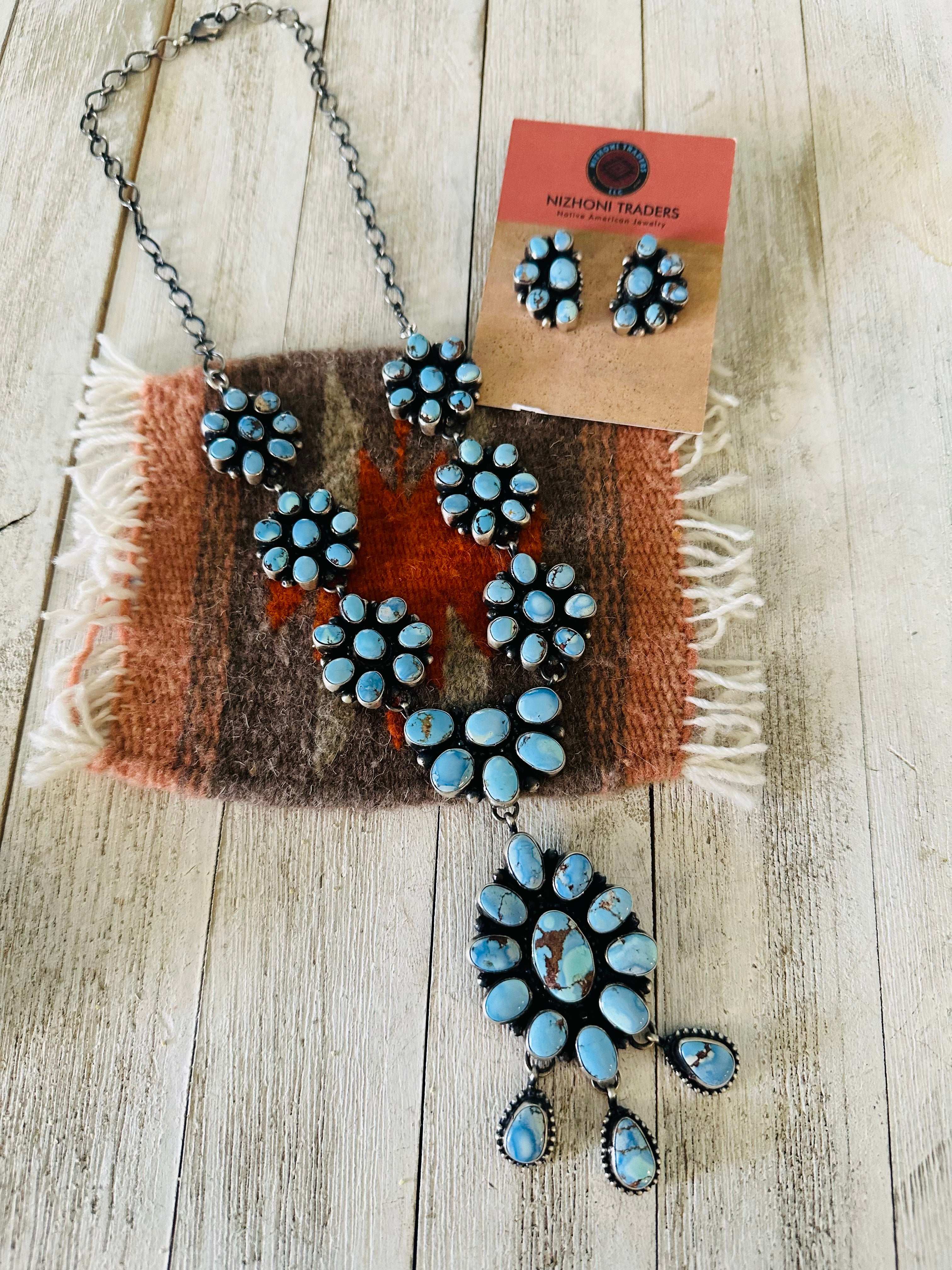 Navajo Golden Hills Turquoise & Sterling Silver Necklace Set