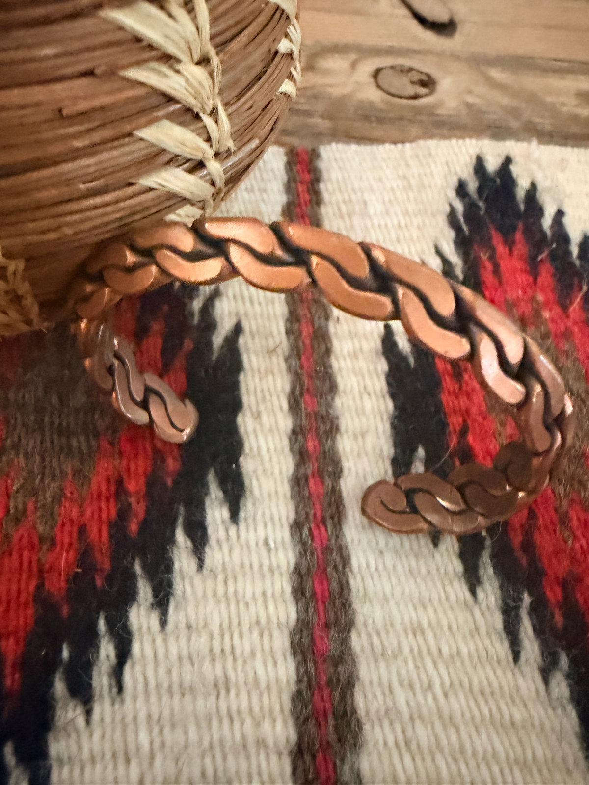 Old Pawn Vintage Handcrafted Twisted Copper Cuff Bracelet