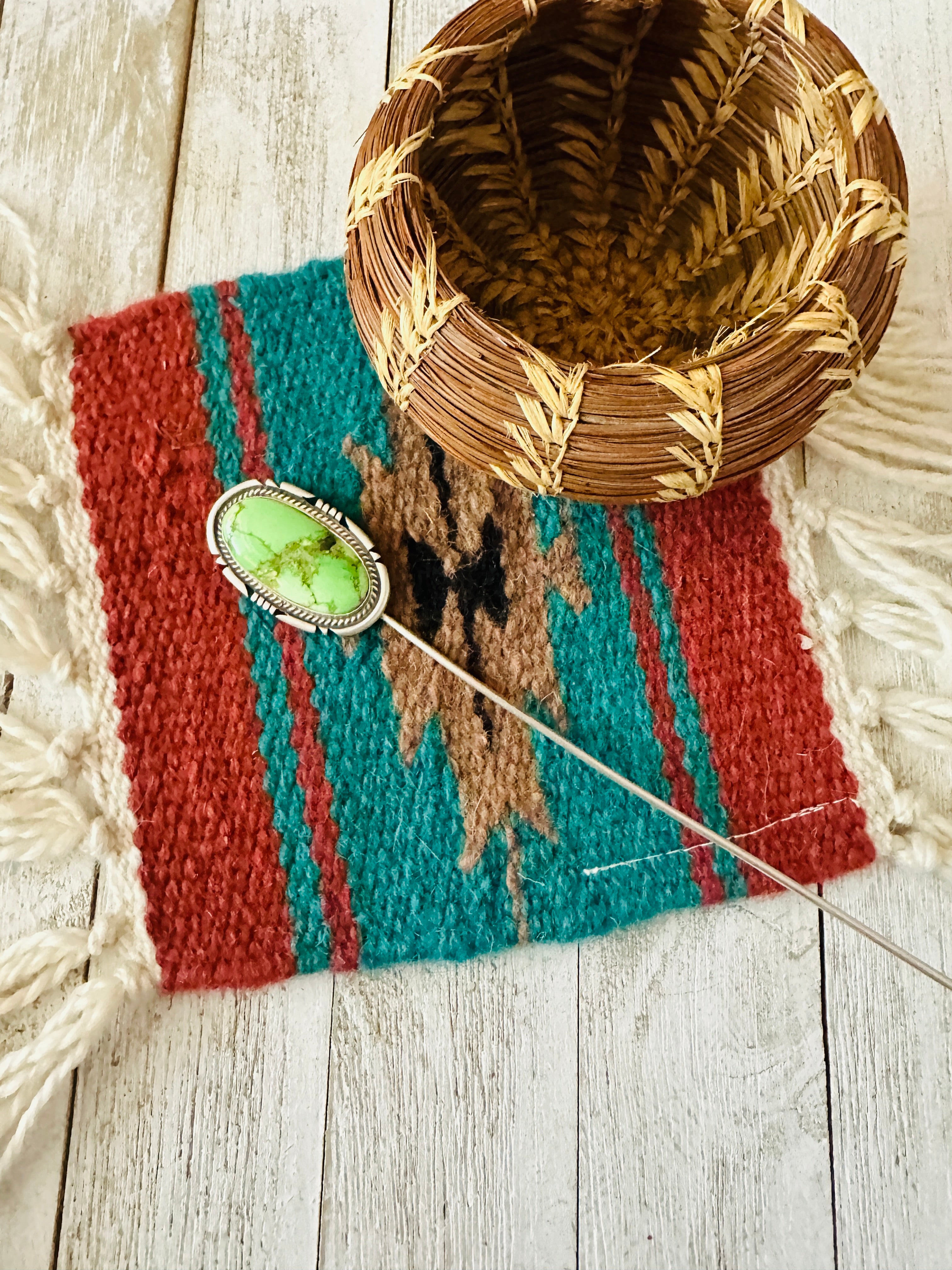 Navajo Gaspeite & Sterling Silver Hair Pin