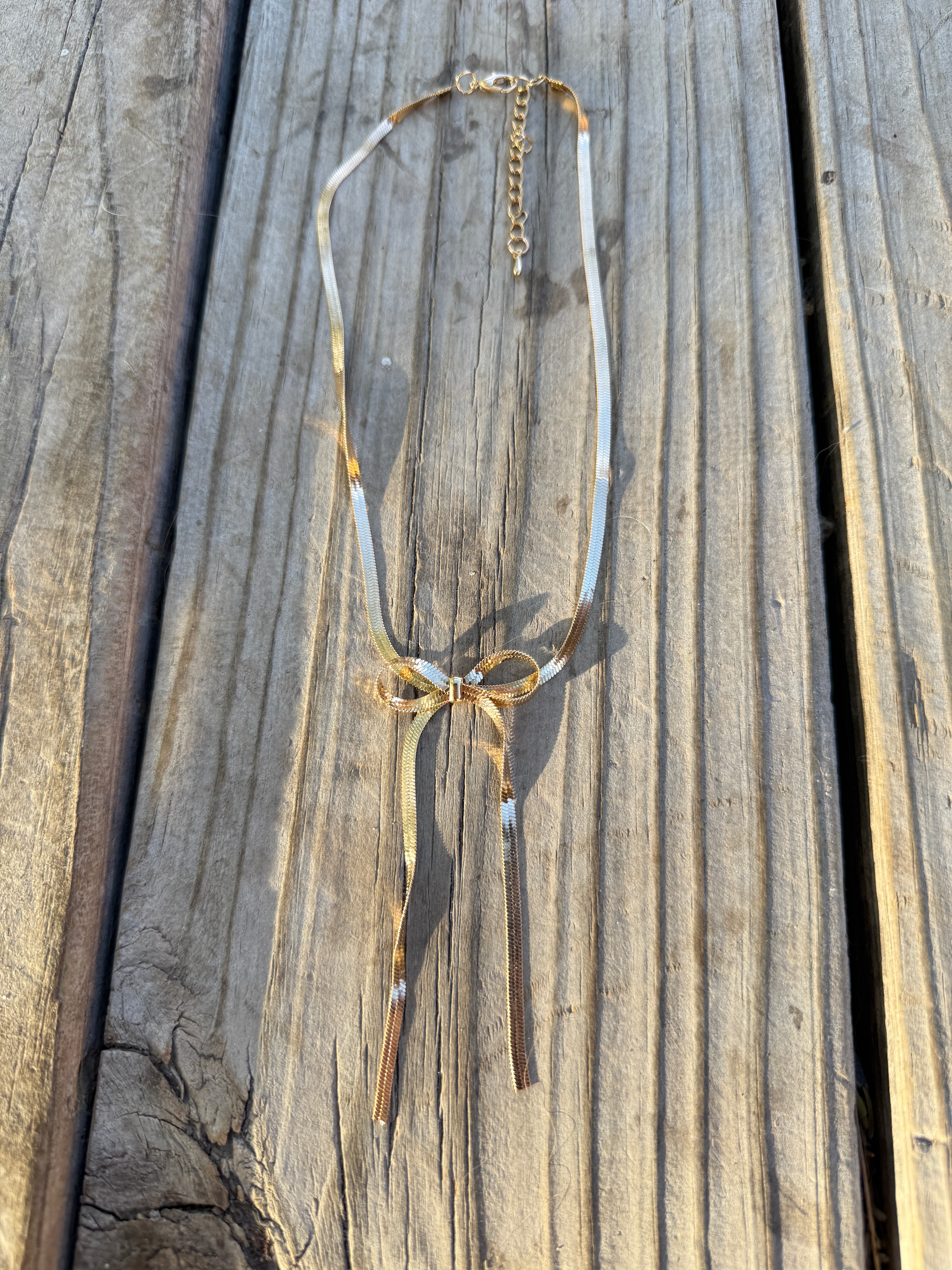 “The Golden Collection”  BOW NECKLACE Handmade Gold Plated Necklace STYLE 2