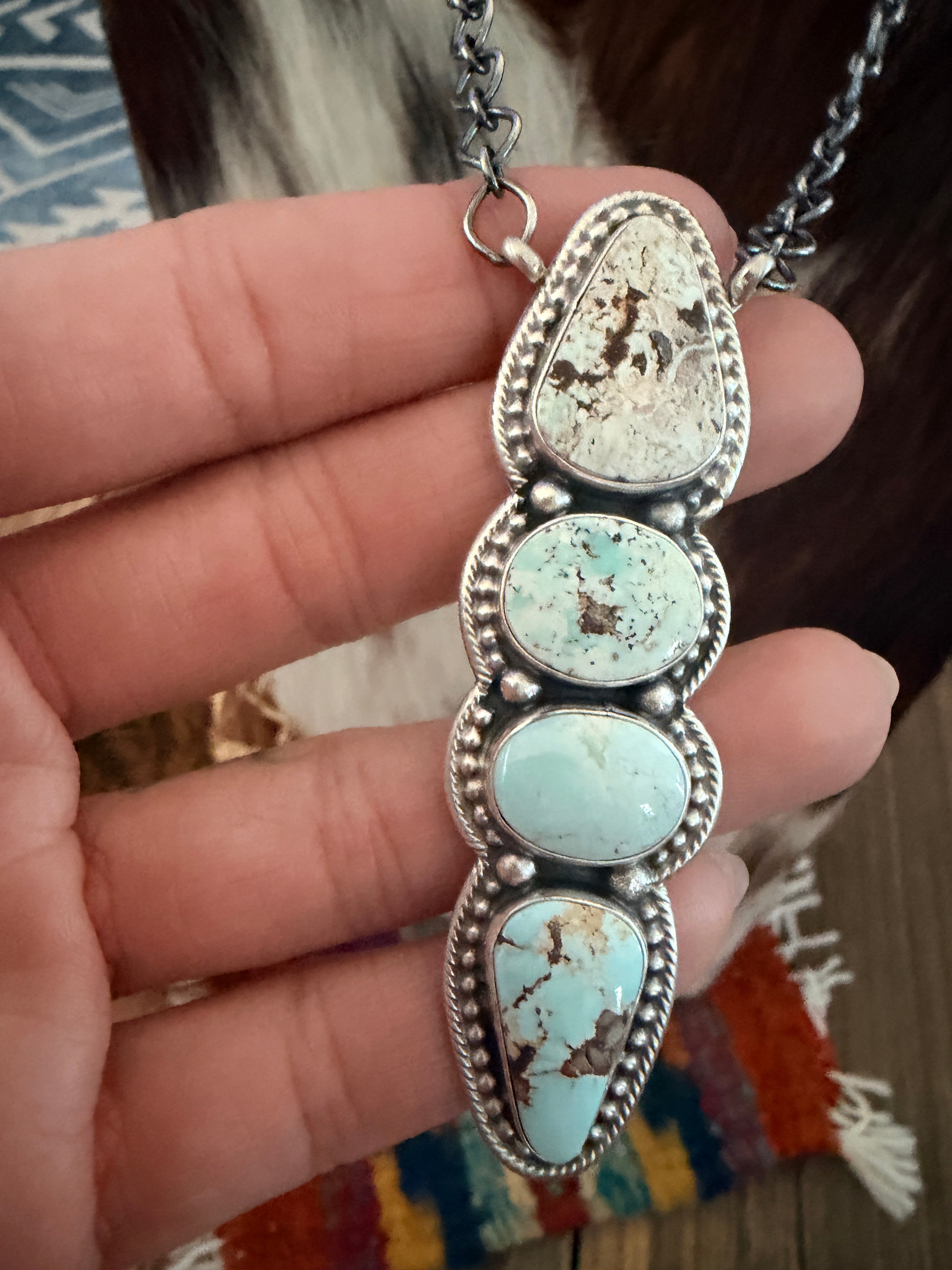 Handcrafted Dry Creek Turquoise & Sterling Silver Necklace