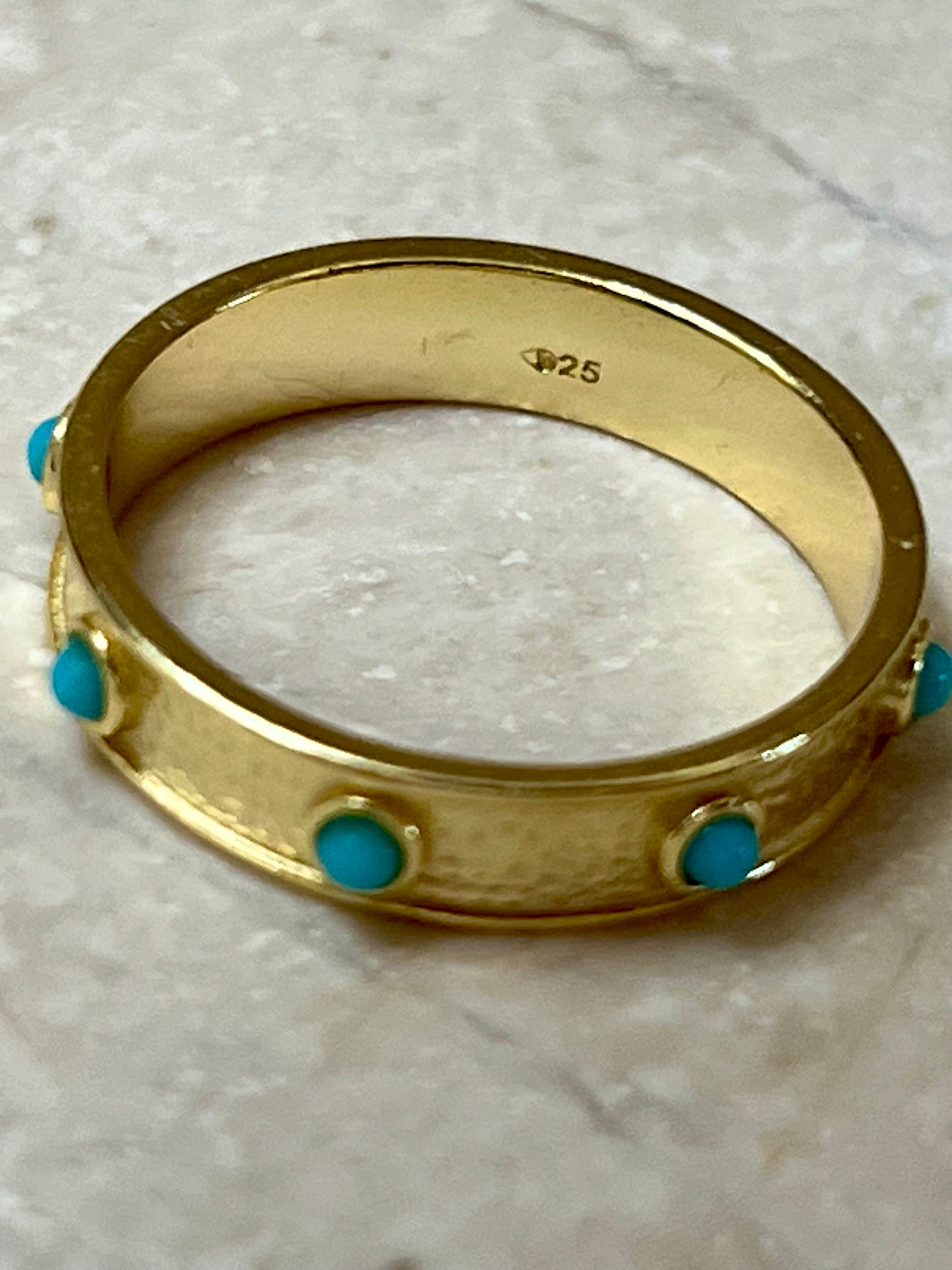 Gold Plated 8 Stone Turquoise Band Ring