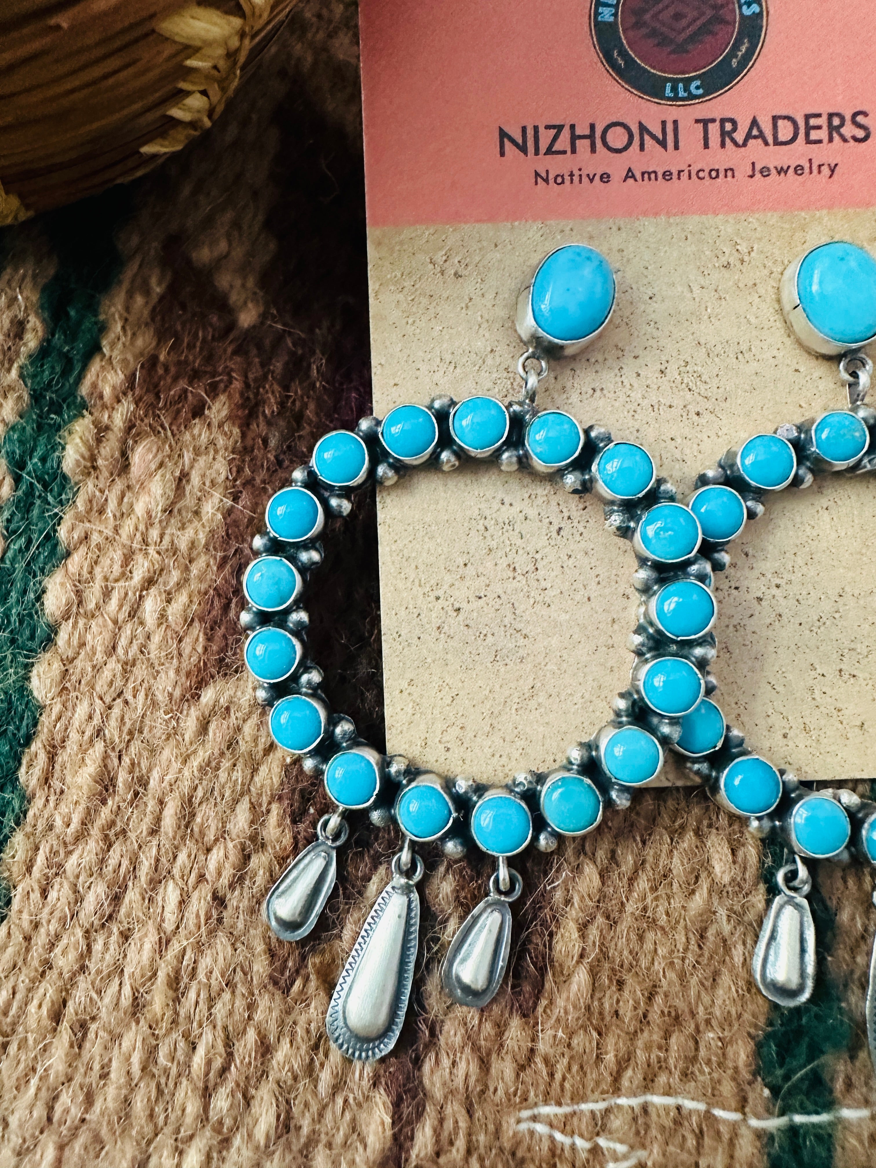 Navajo Turquoise & Sterling Silver Dangle Earrings