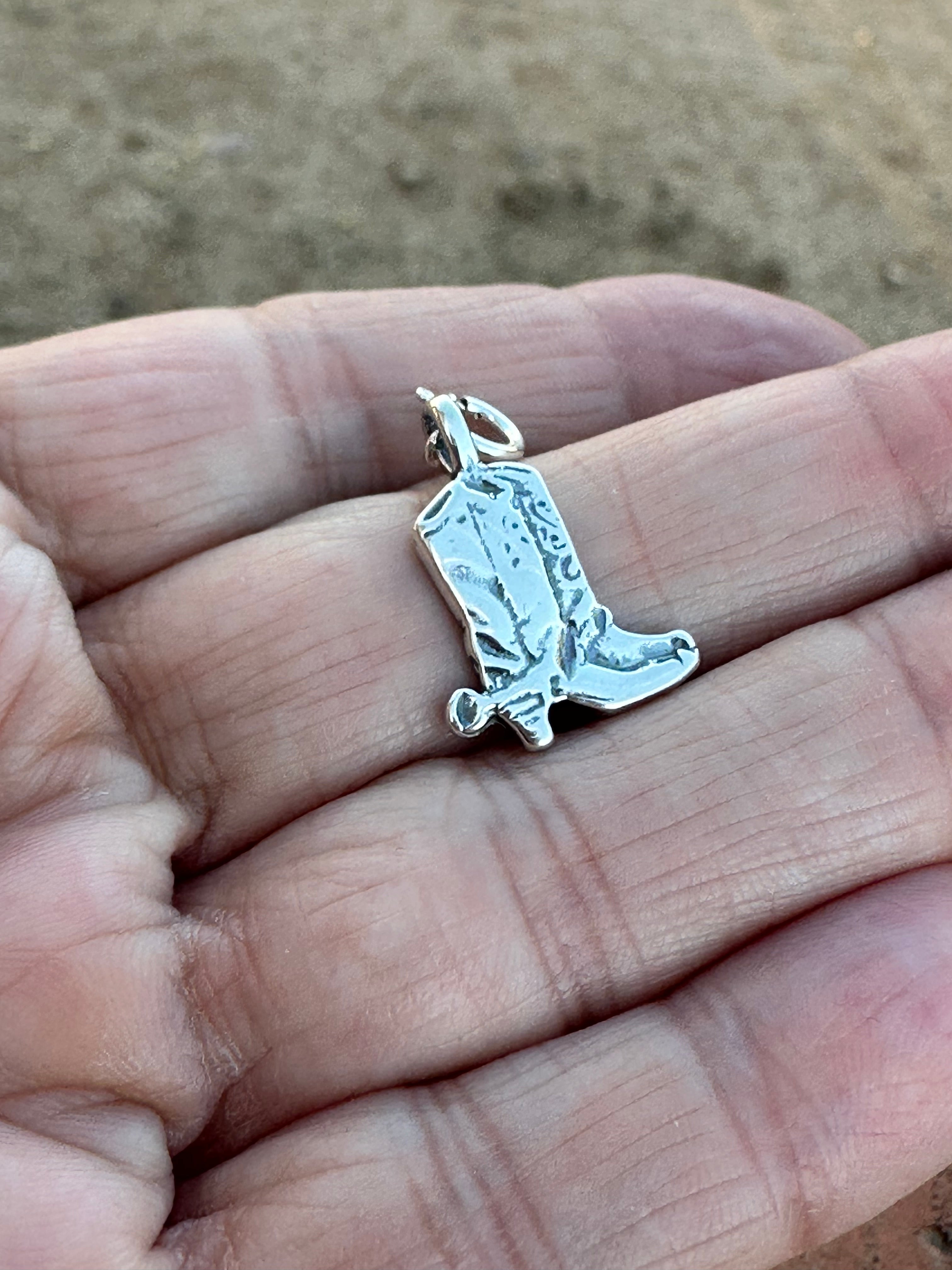 Navajo Crafted Sterling Silver Cowboy Mini Boot Charm