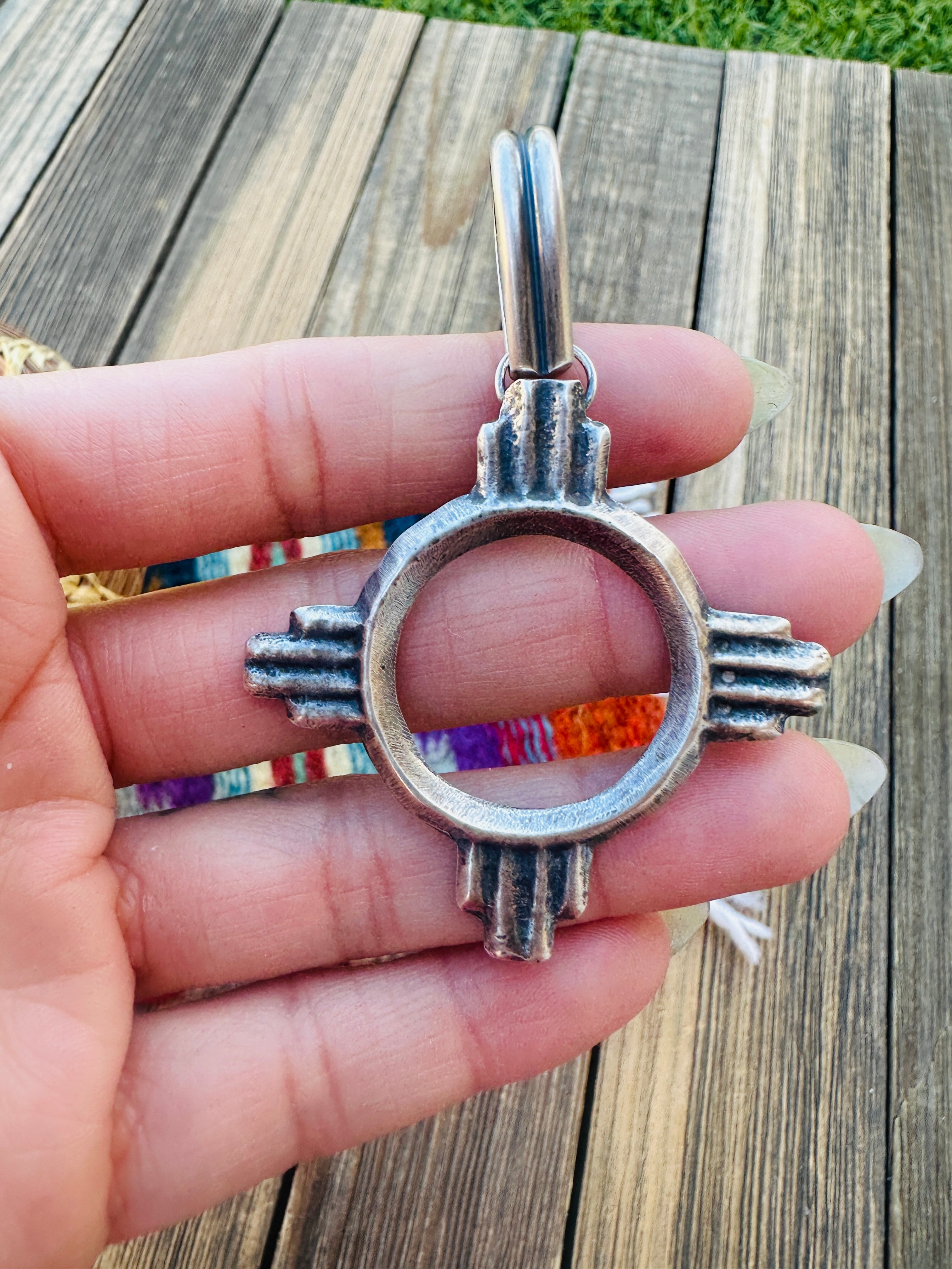 Handcrafted Sterling Silver Zia Cross Pendant by Buffalo Dancer