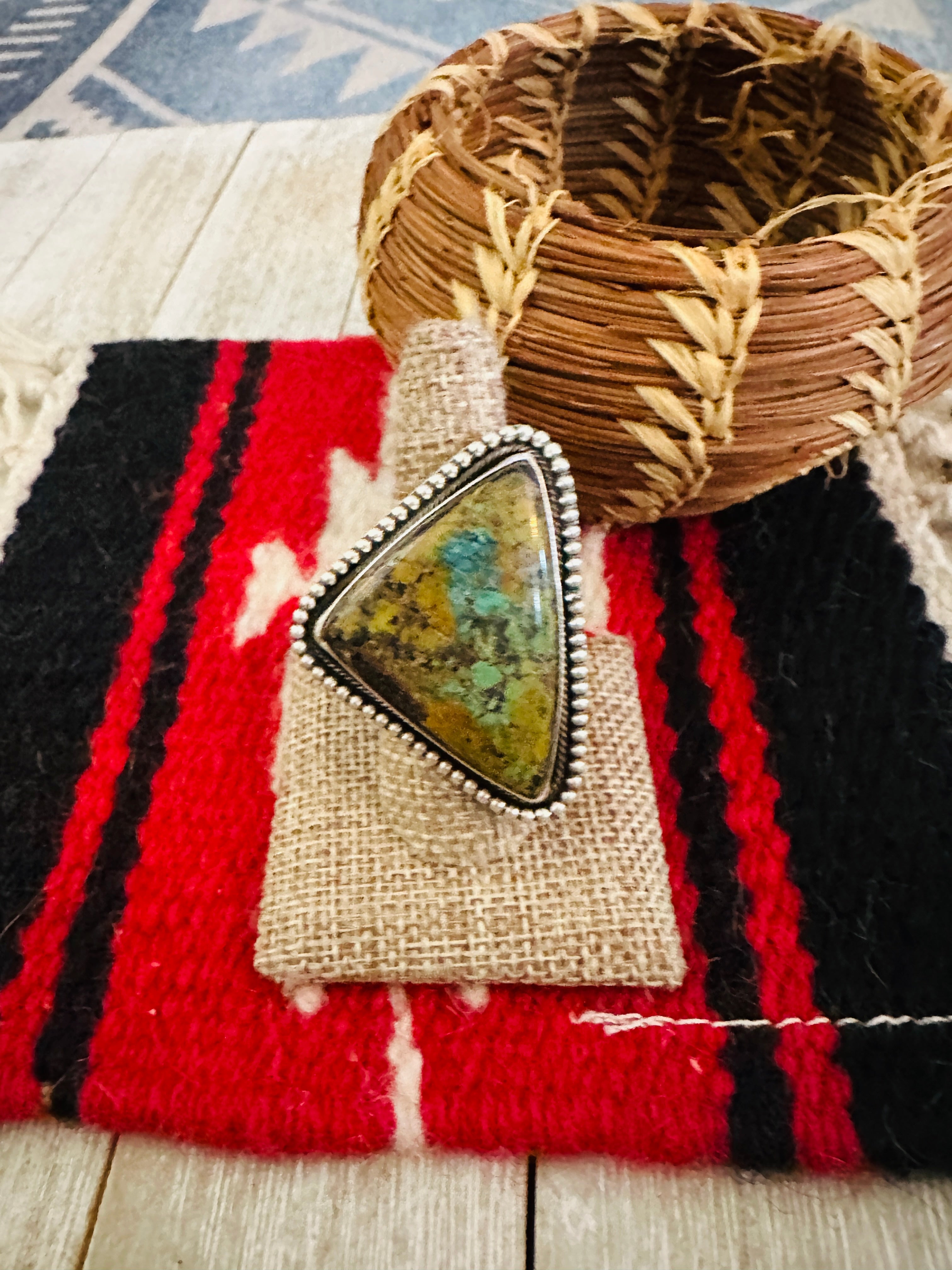 Hand Crafted Hubei Turquoise & Sterling Silver Ring Size 9