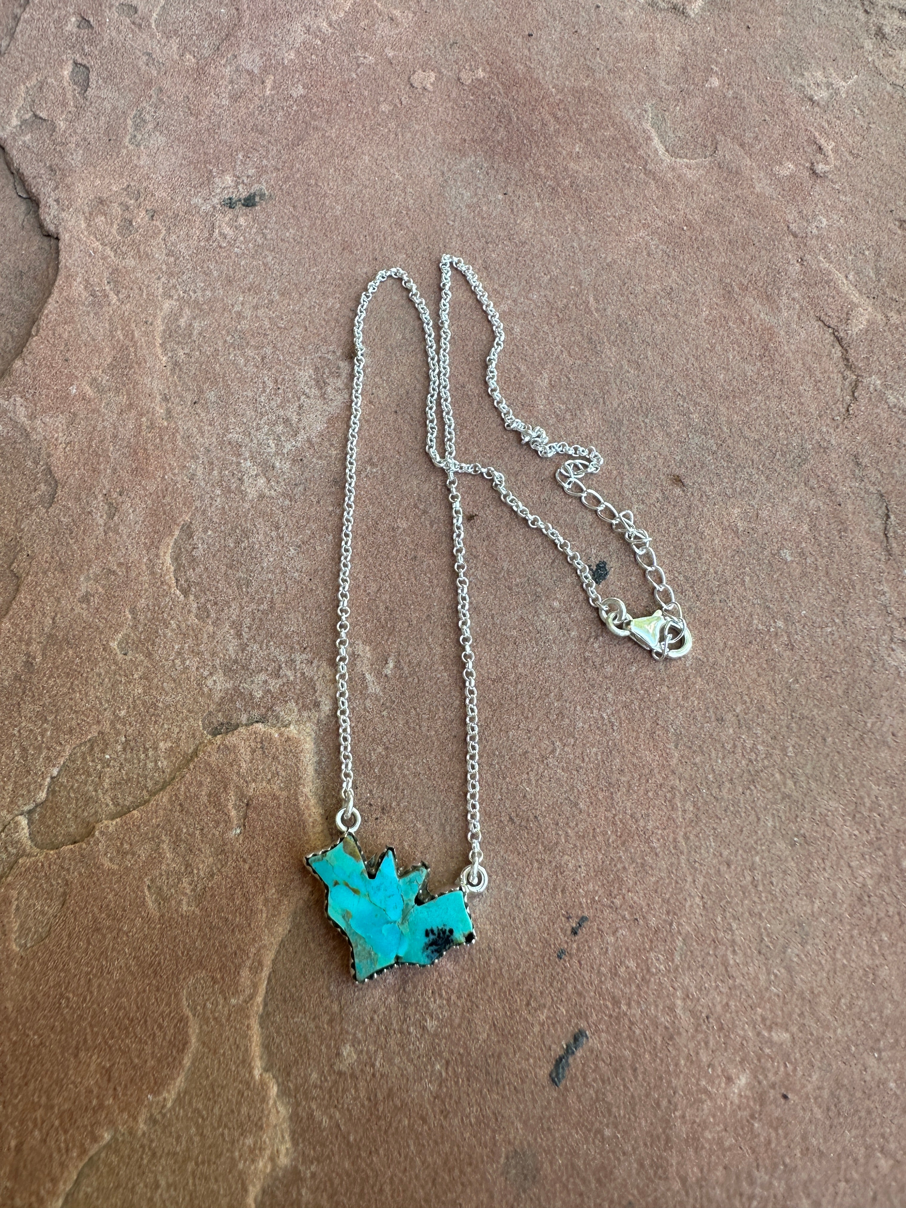 Beautiful Handmade Sterling Silver & Turquoise Bat Necklace