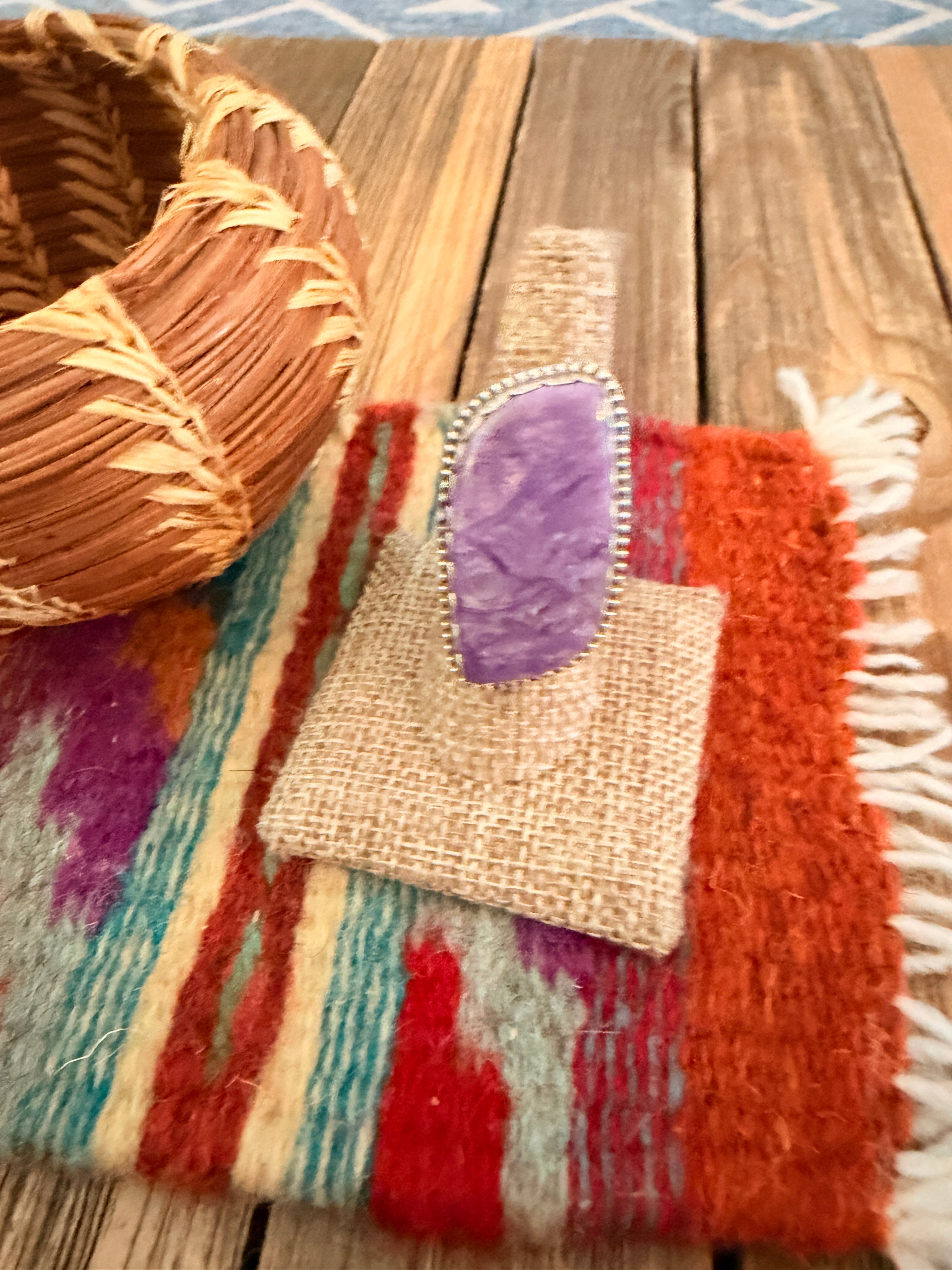 Handmade Sterling Silver and Charoite Adjustable Ring