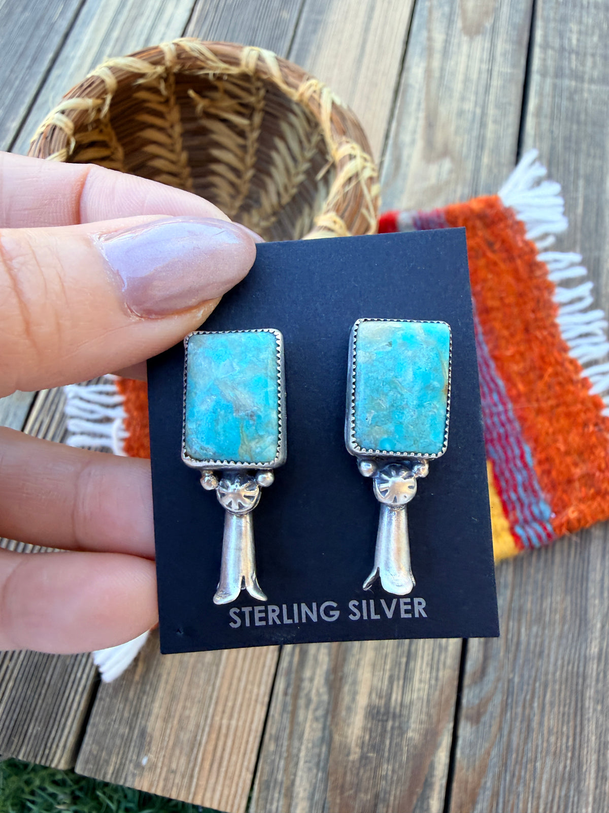 Handcrafted Turquoise & Sterling Silver Blossom Post Earrings