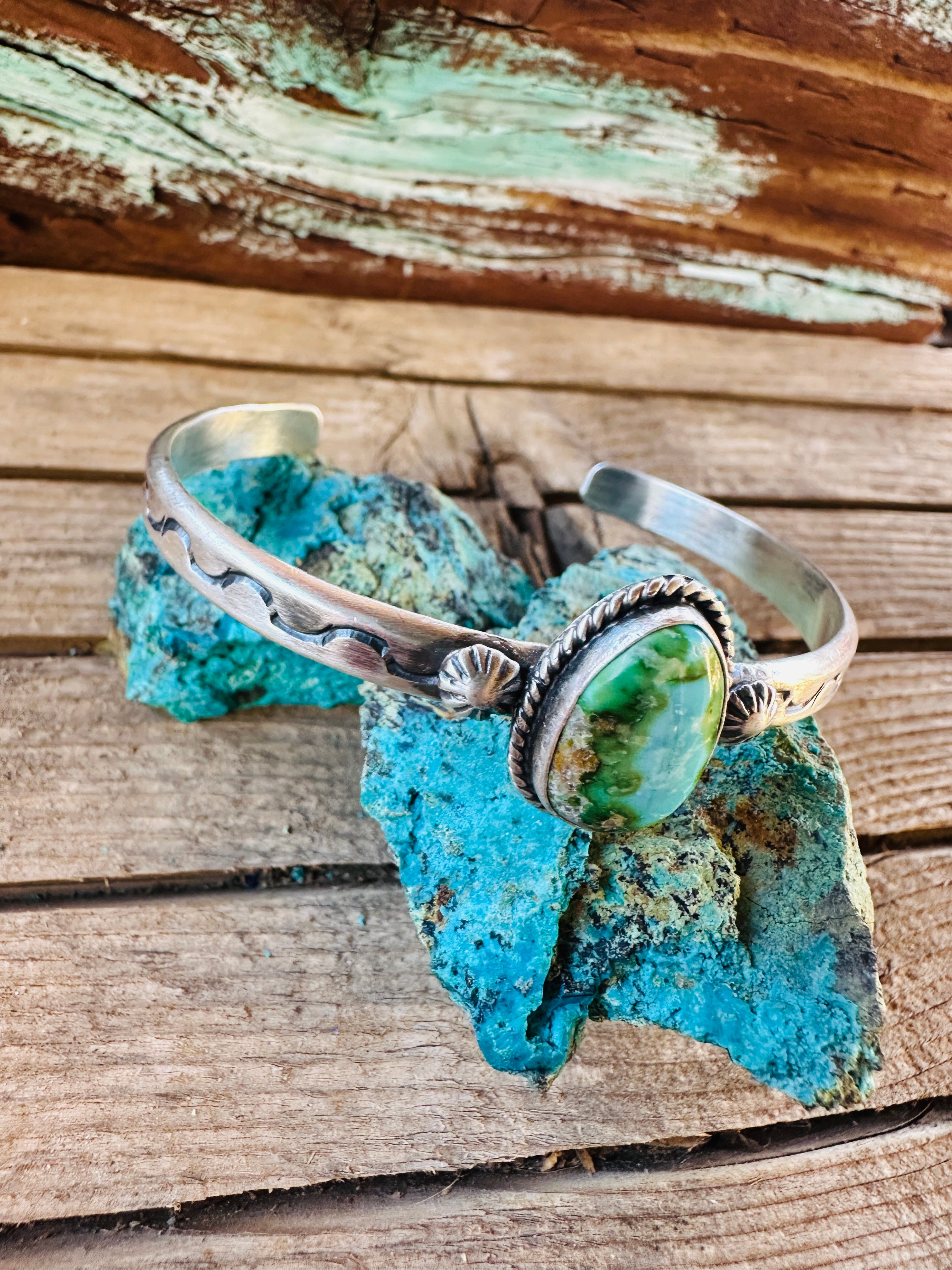 Handcrafted Sonoran Mountain Turquoise & Sterling Silver Cuff Bracelet