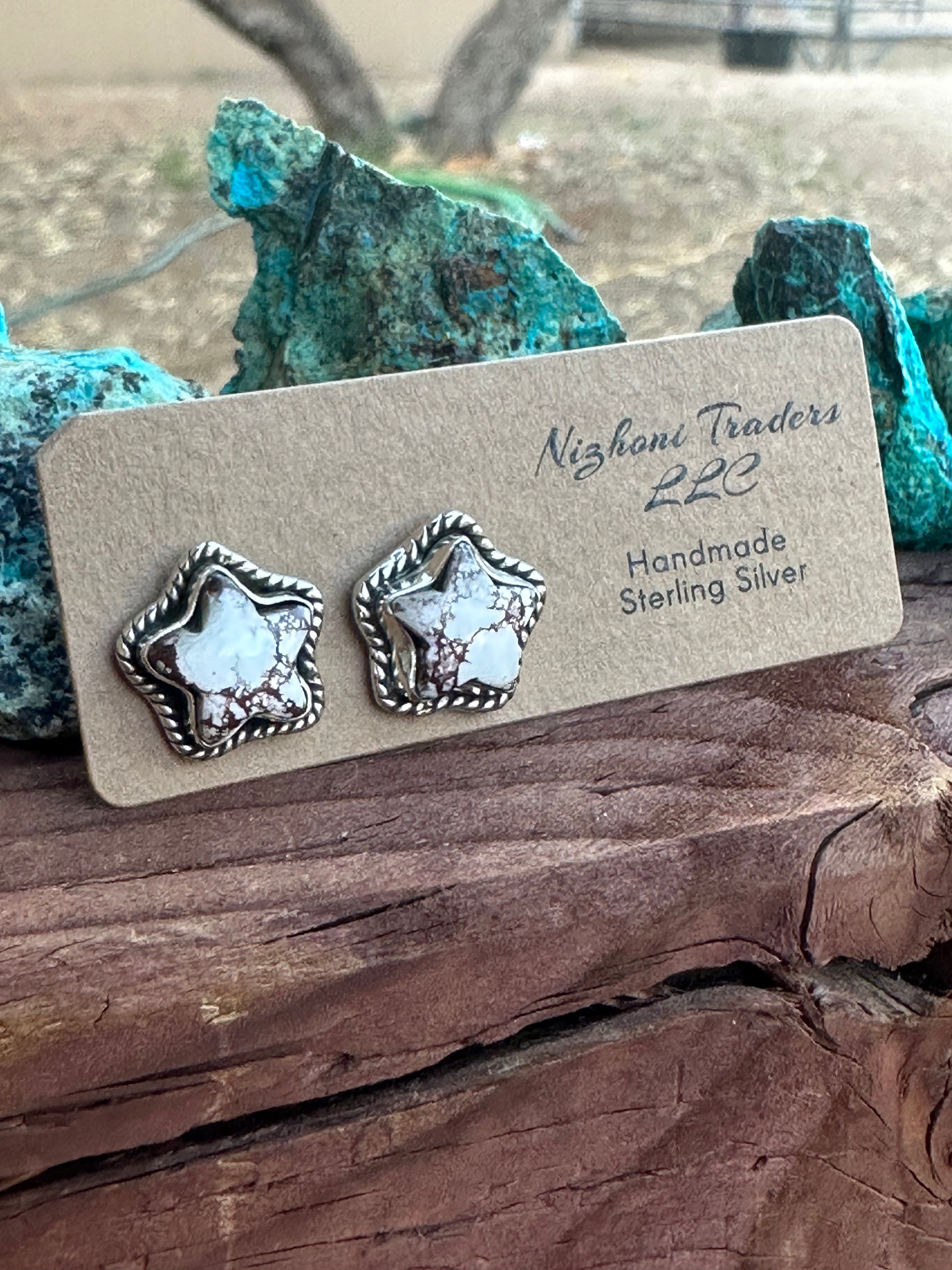 Sizzling Handmade Star Sterling Silver & Wild Horse Post Earrings