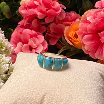 Sterling Silver Five Stone Turquoise Ring Size 6.5