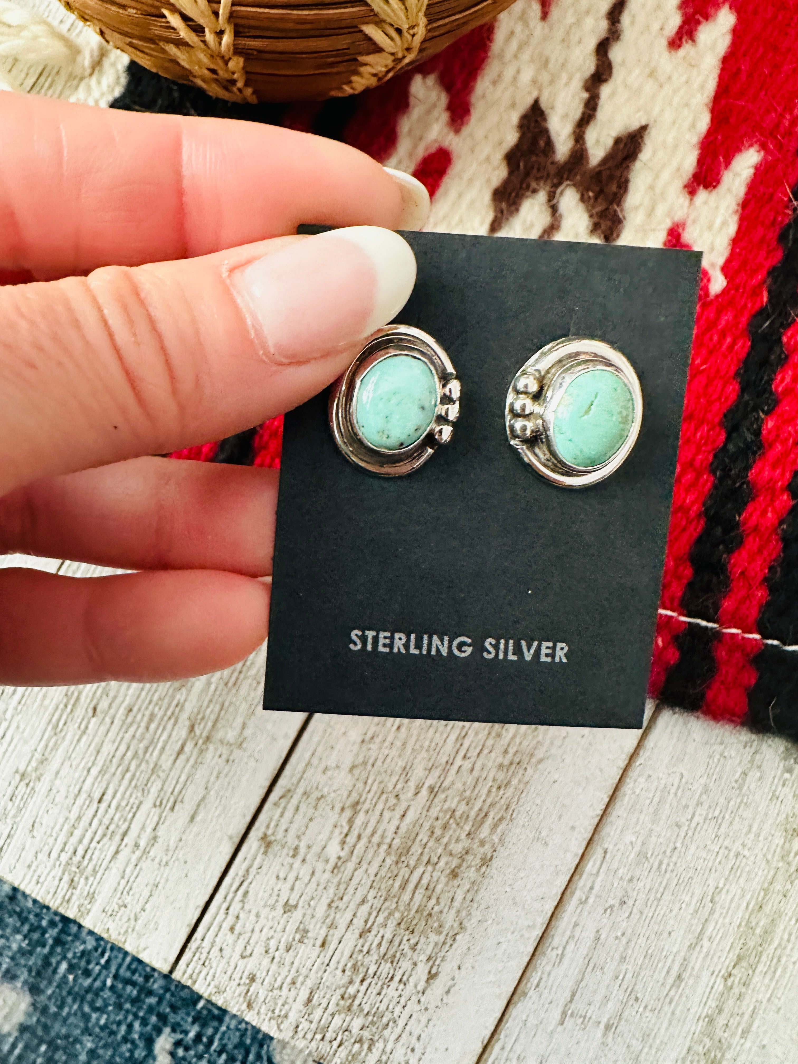 Navajo Turquoise & Sterling Silver Stud Earrings