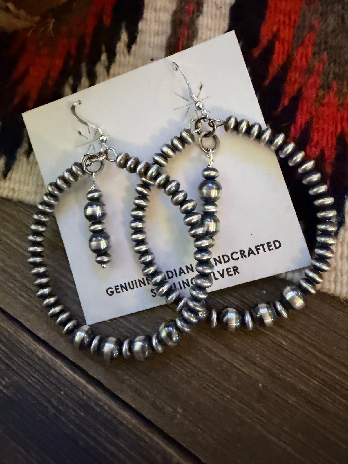 Handcrafted Sterling Silver Pearl Beaded Dangle Hoop Earrings