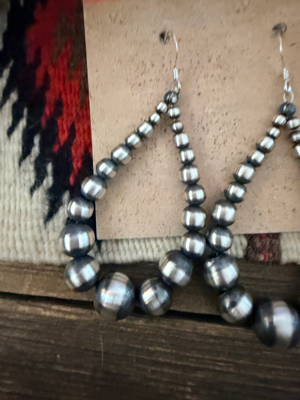 Handcrafted Sterling Silver Pearl Beaded Dangle Hoop Earrings
