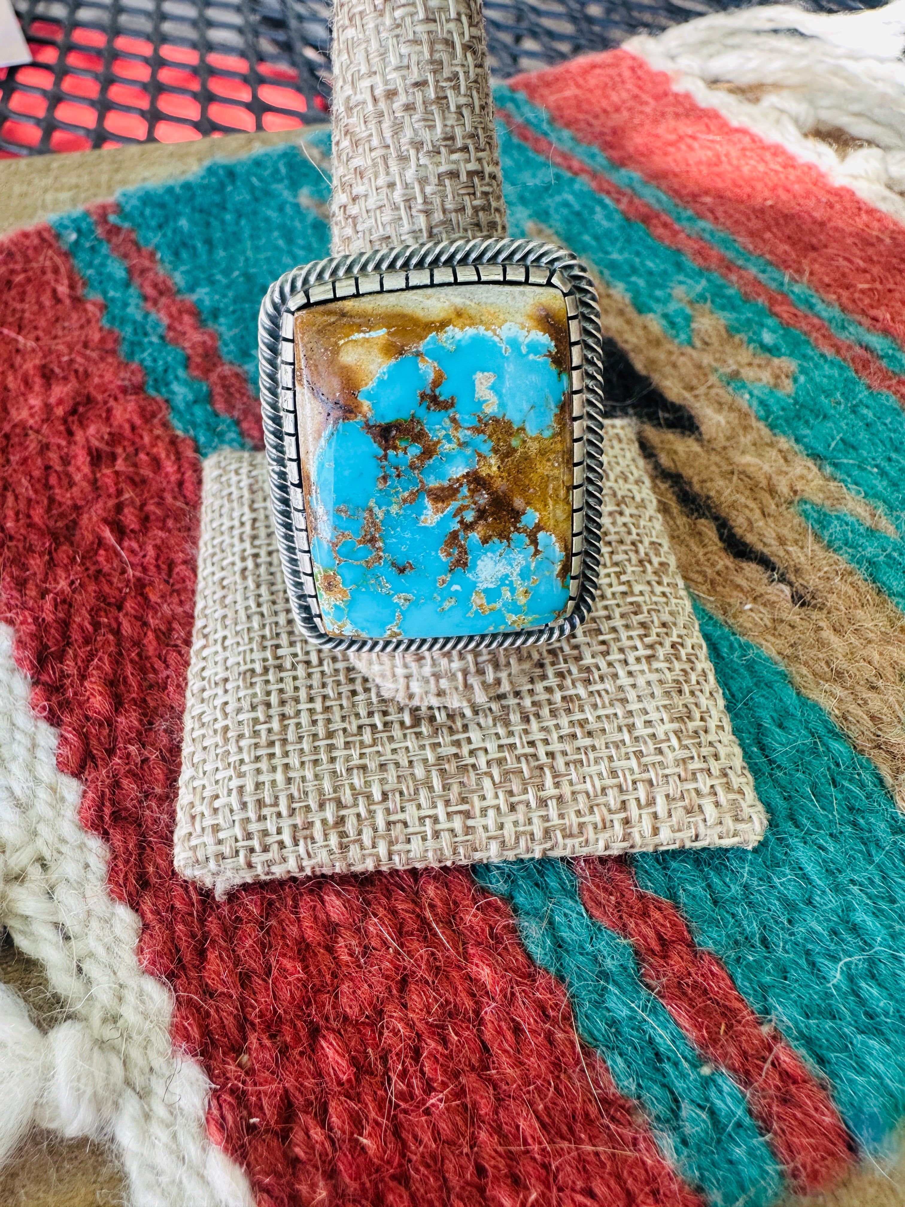 Handcrafted Sterling Silver & Royston Ribbon Turquoise Ring by Randy Boyd, Size 11