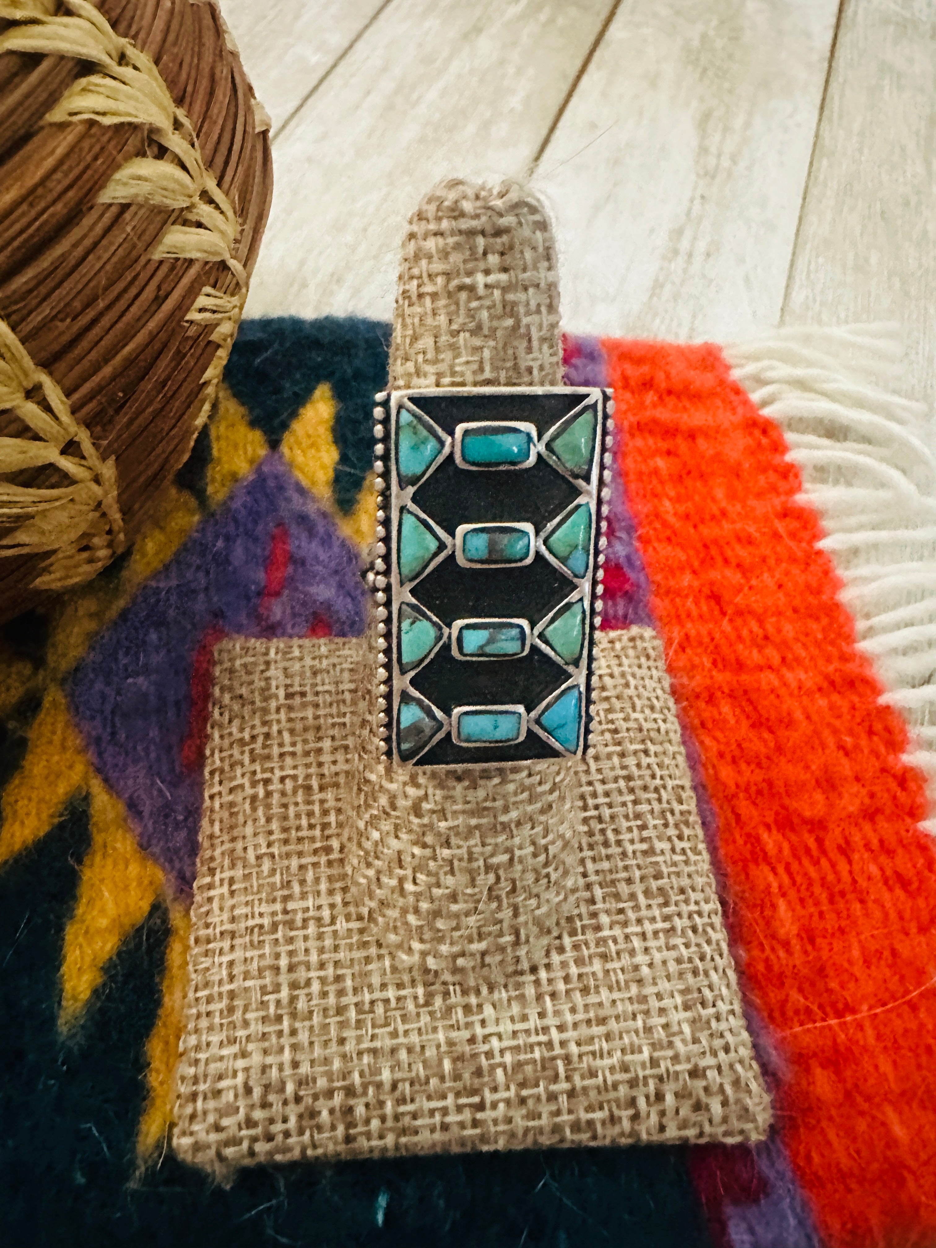 Handcrafted Turquoise & Sterling Silver Ring size 6.5