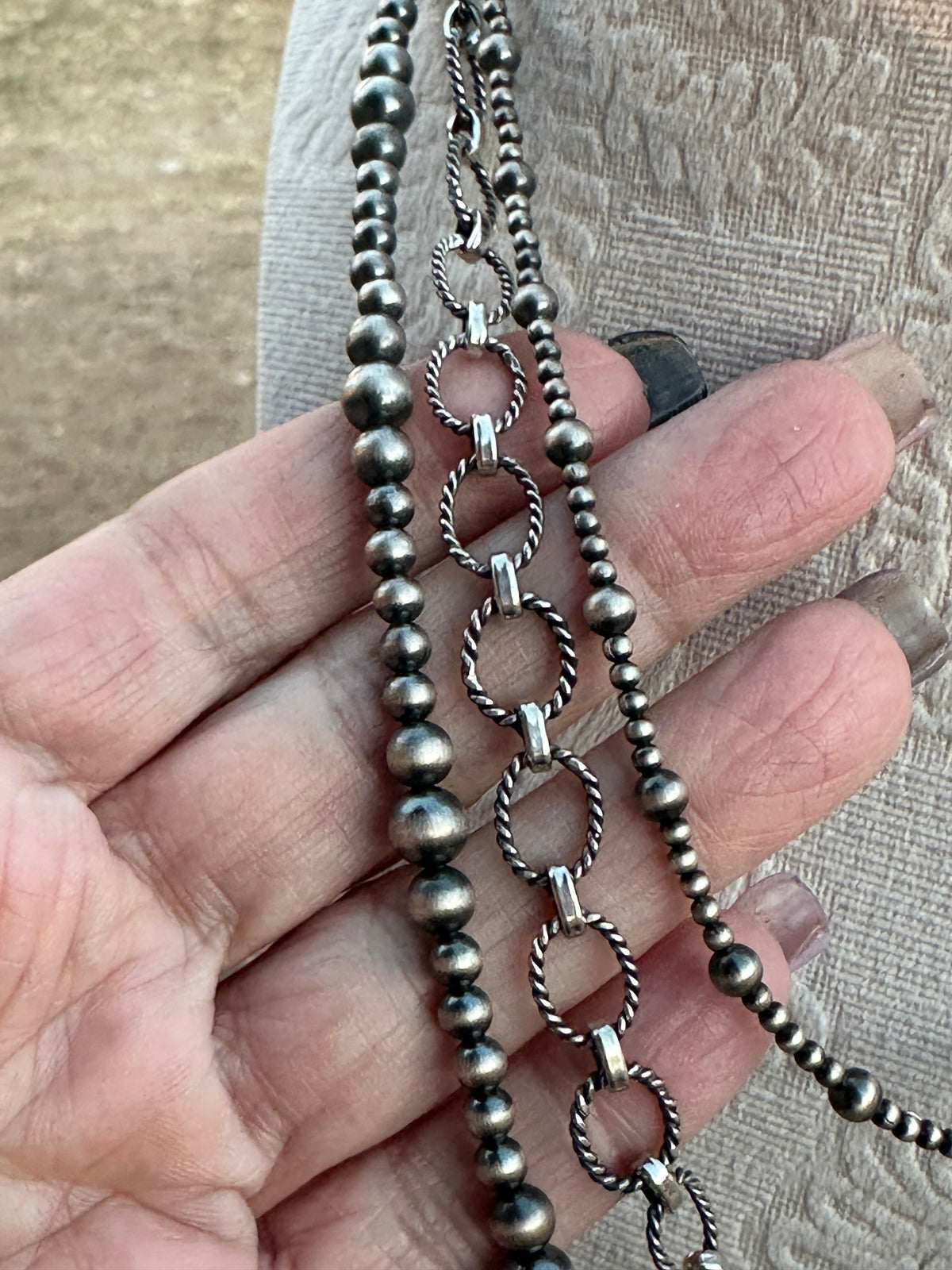 SILVER CITY MINI Handmade Sterling Silver 3 Strand Necklace