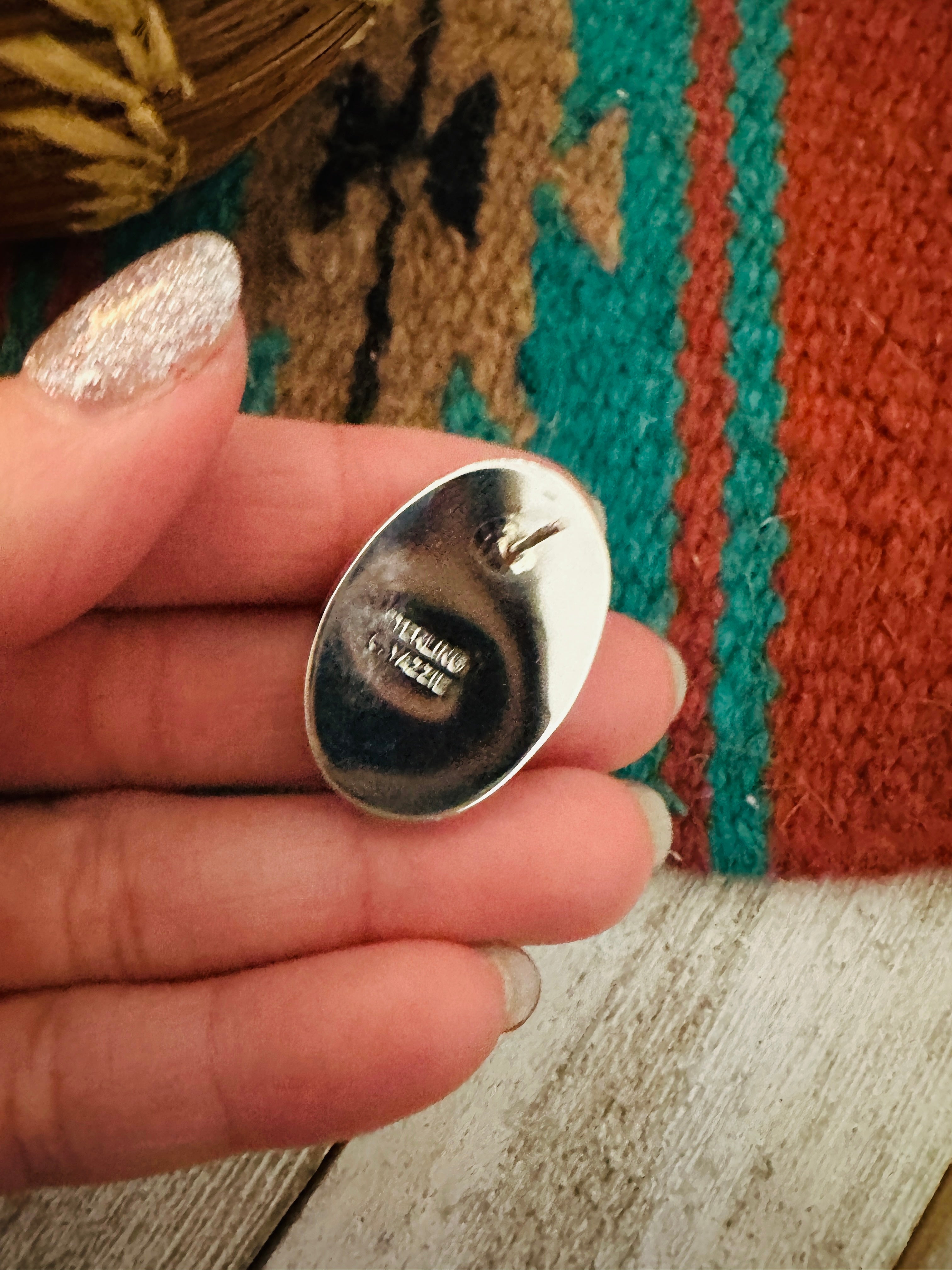 Navajo White Buffalo & Sterling Silver Post Earrings