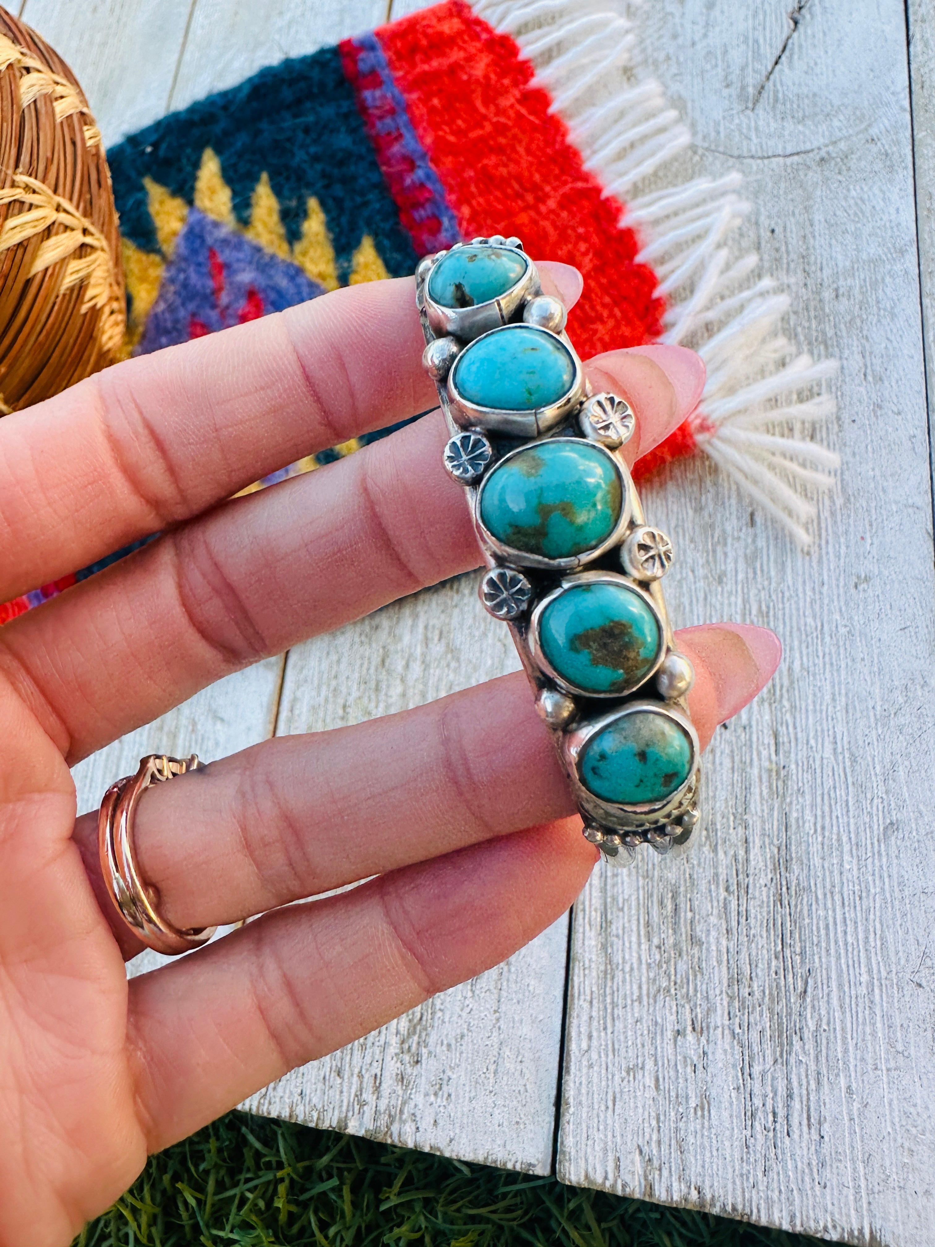 Handcrafted Turquoise & Sterling Silver Cuff Bracelet by Jacqueline Silver