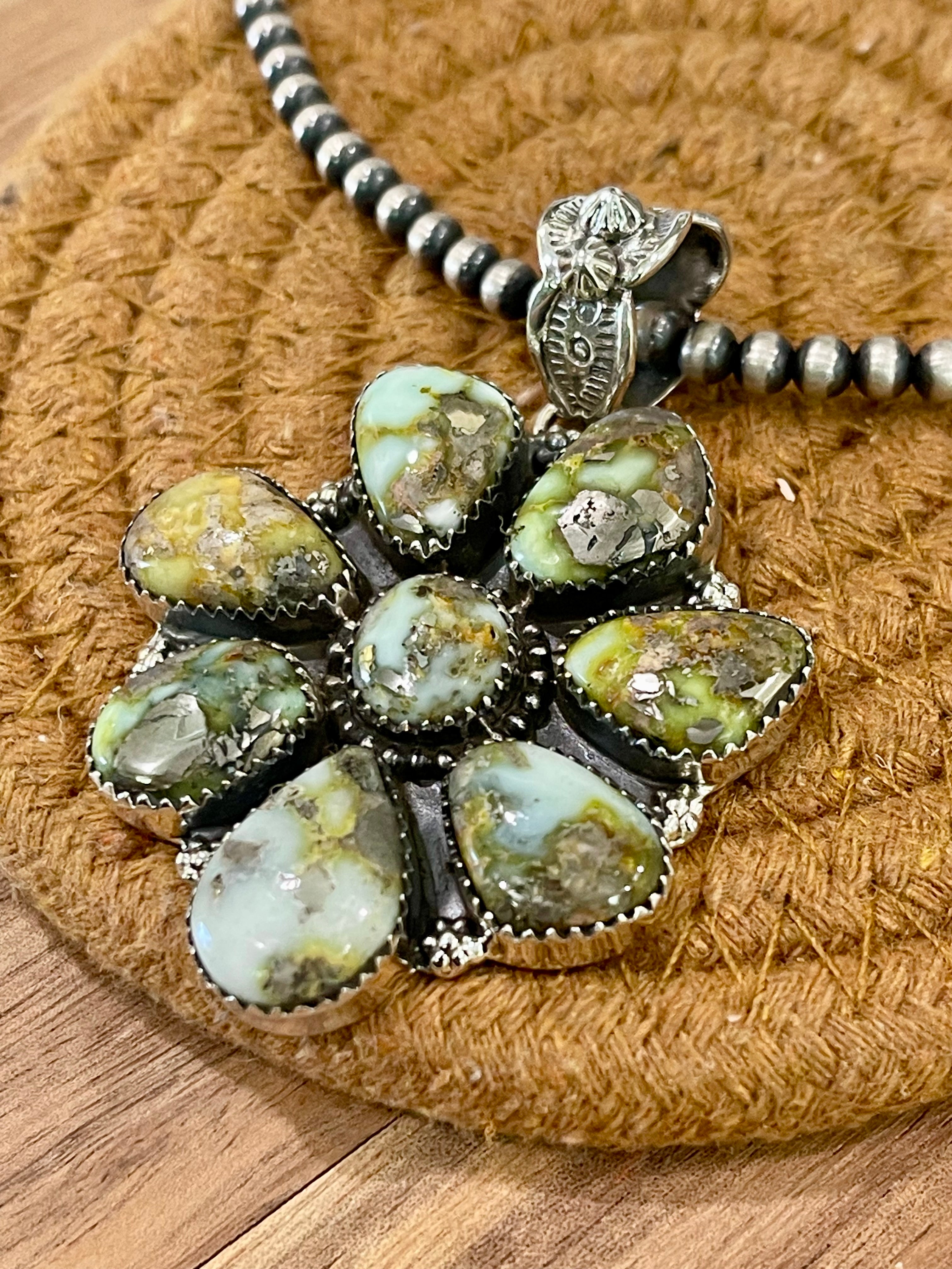 Handcrafted Sterling Silver & Palomino Cluster Pendant