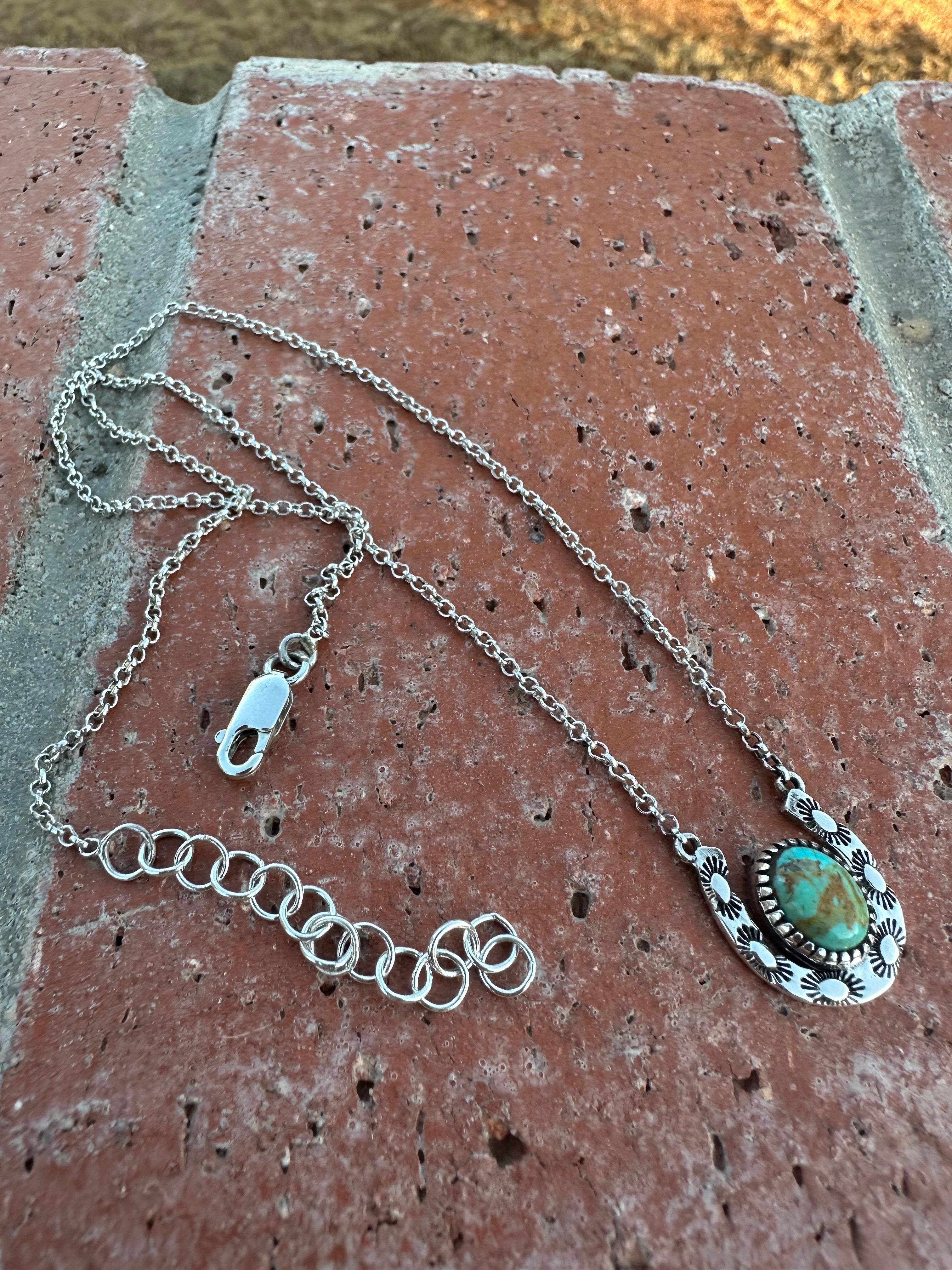 Handmade Turquoise & Sterling Silver Horseshoe  Necklace